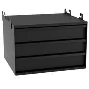 Three, 16ga metal suspended pullout drawer with 10ga full outer metal cabinet,  powder coated black