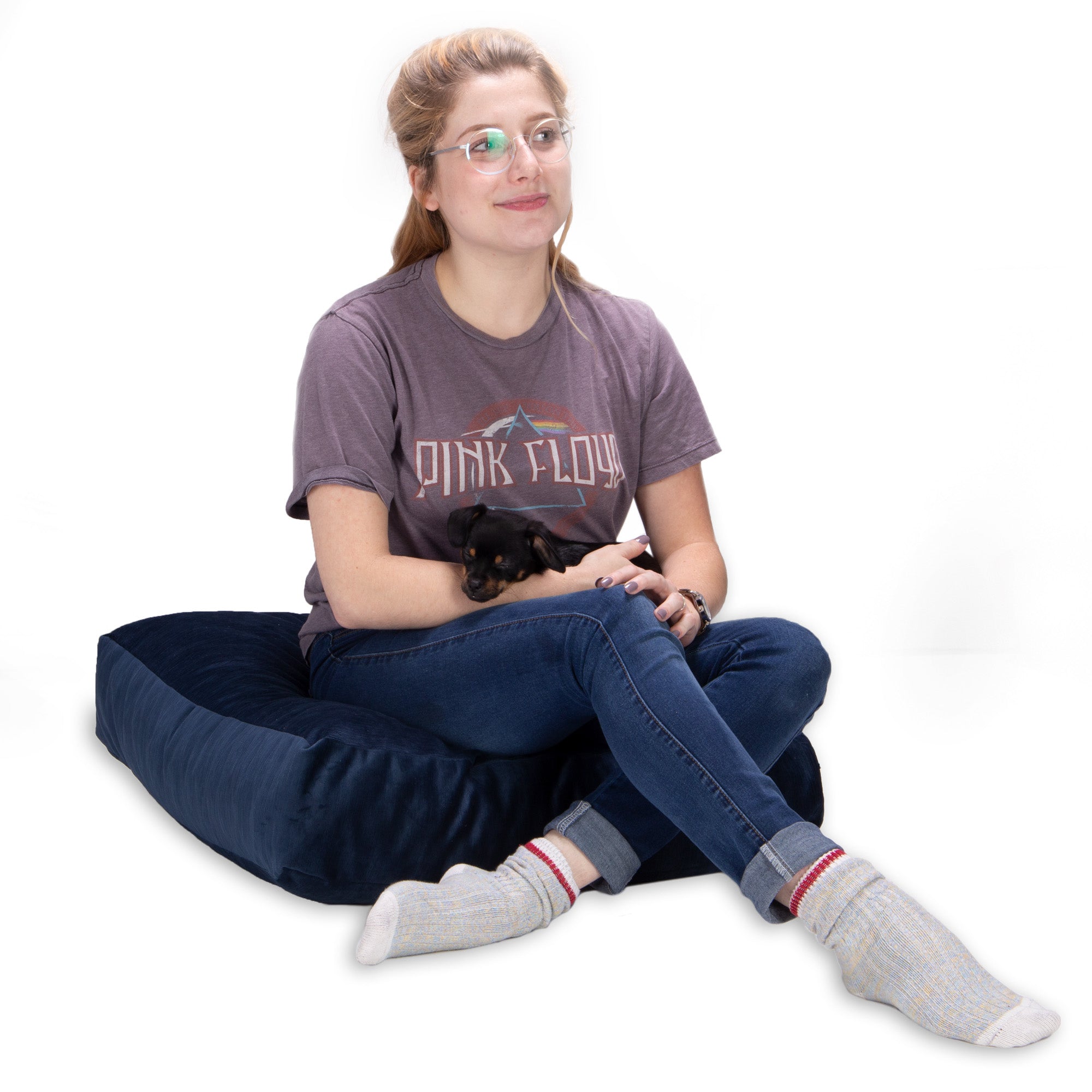Jaxx Brio Large Décor Floor Pillow/Meditation Yoga Cushion, Plush Microvelvet, Indigo