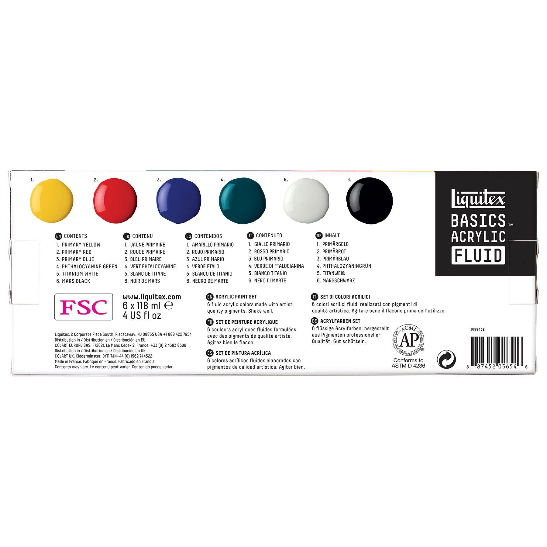 LQ BASICS Acrylic Fluid - 6 x 118ml Bottle Set