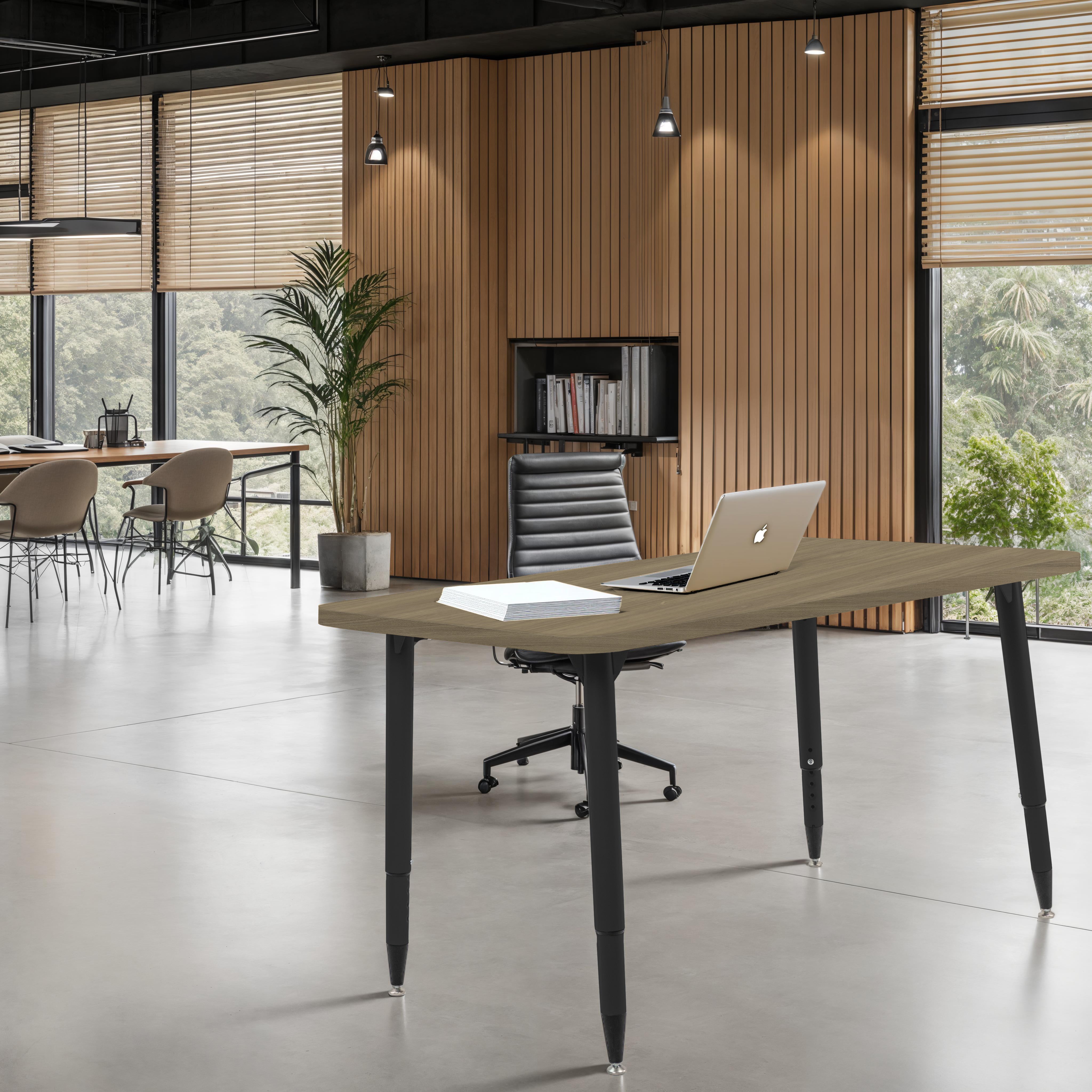 Adapte 30" x 48" Rectangle Woodgrain Activity Table with Adjustable Tapered Legs - Pasadena Oak/Black