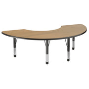 36" x 72" Half Moon T-Molding Activity Table with Adjustable Chunky Legs - Pasadena Oak/Black
