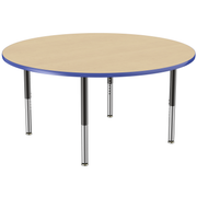 60" Round T-Molding Activity Table with Adjustable Super Legs - Maple/Blue/Black