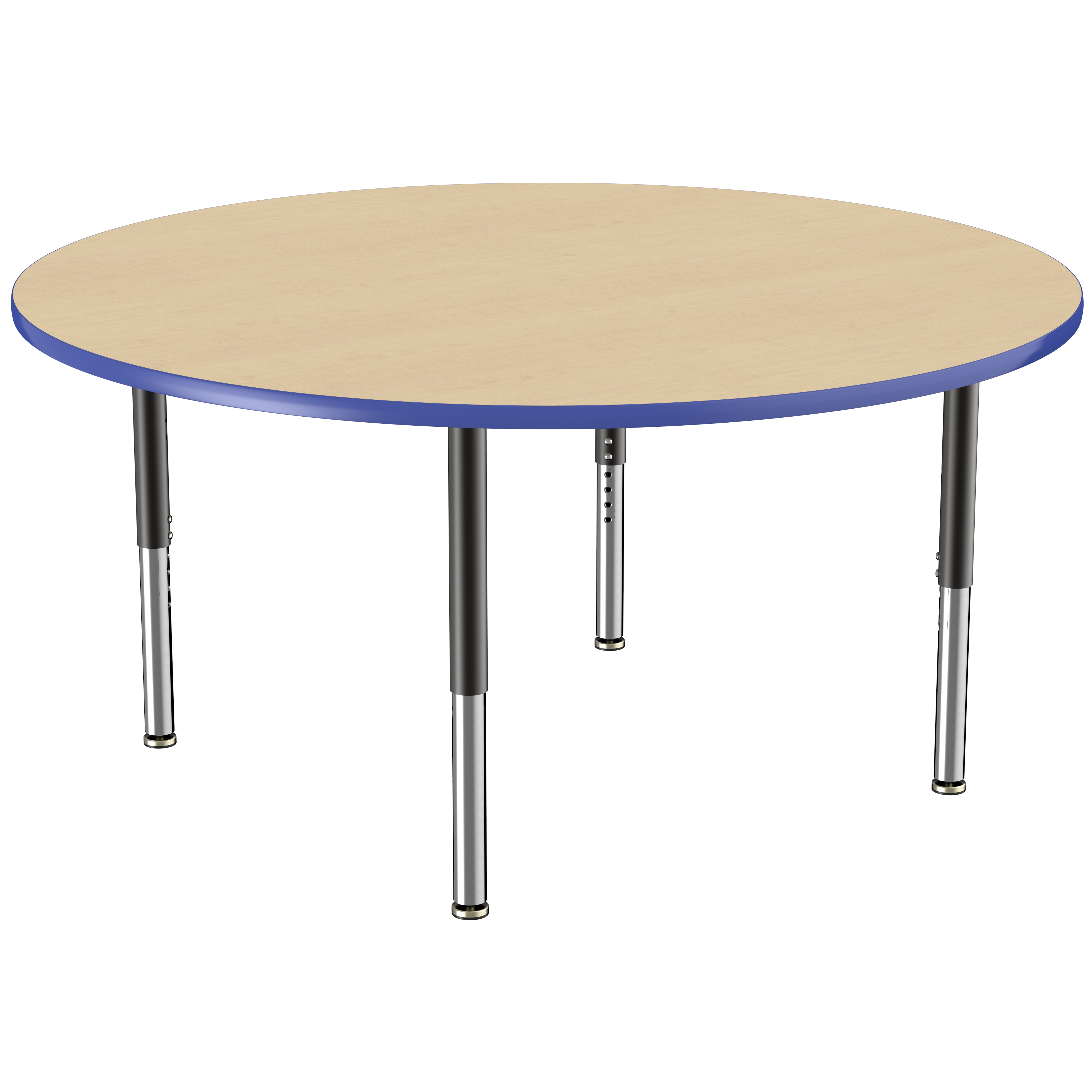 60" Round T-Molding Activity Table with Adjustable Super Legs - Maple/Blue/Black