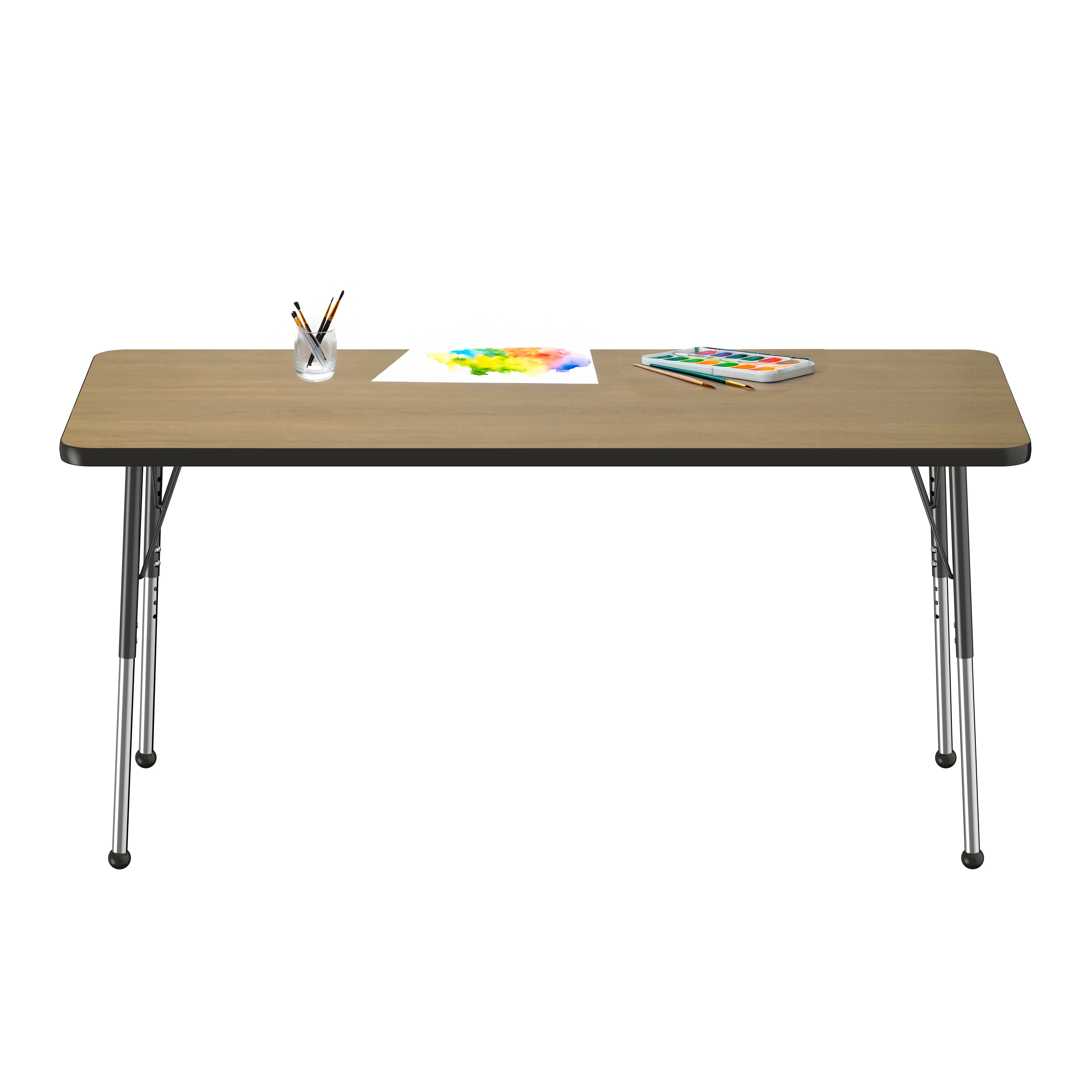 24" x 60" Rectangle T-Molding Activity Table with Adjustable Standard Ball Glide Legs - Pasadena Oak/Black
