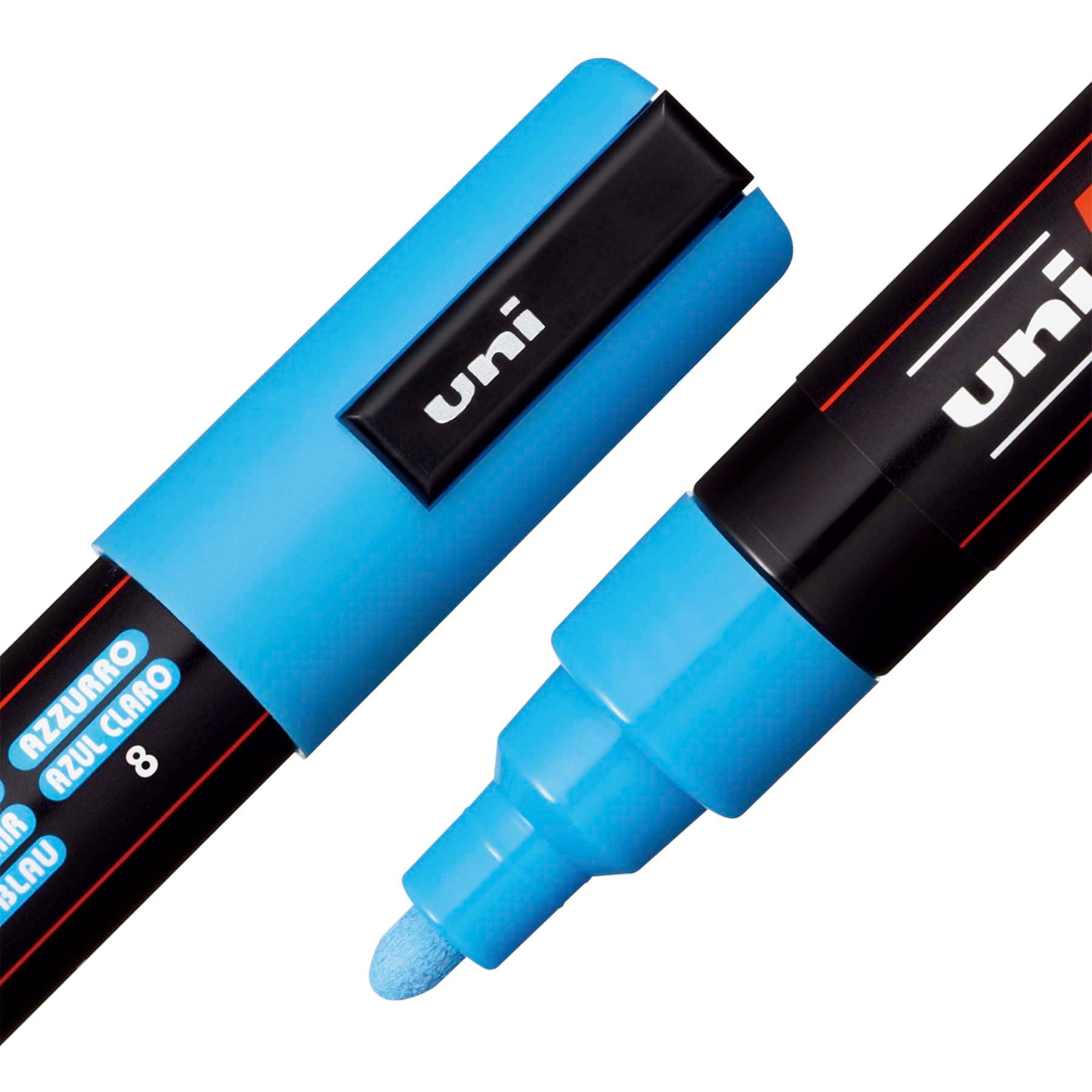 uni® POSCA PC-5M Water-Based Paint Markers, Reversible Medium Tip (1.8-2.5mm), Light Blue