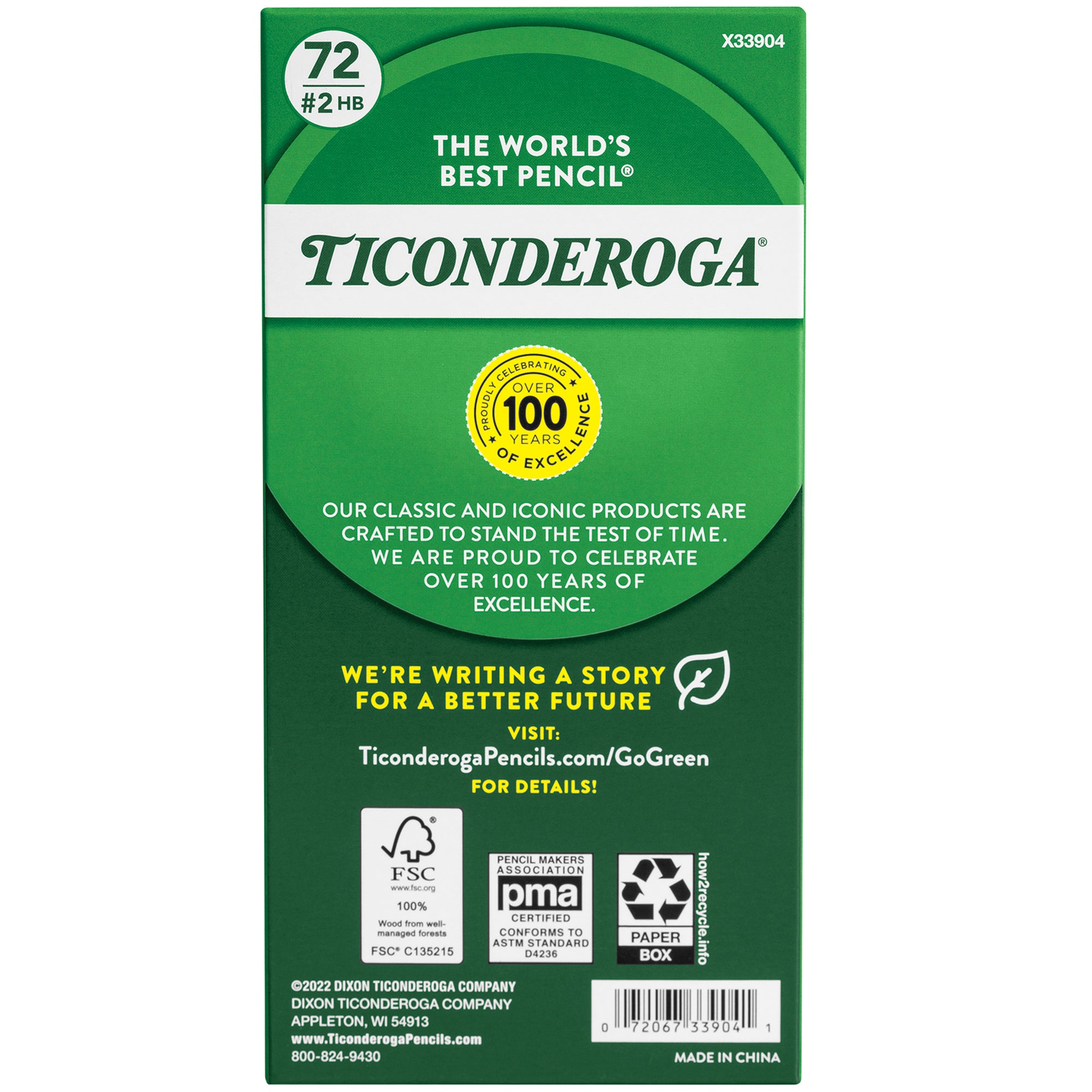 Original Ticonderoga® Pencils, No. 2 Soft, Unsharpened, Box of 72