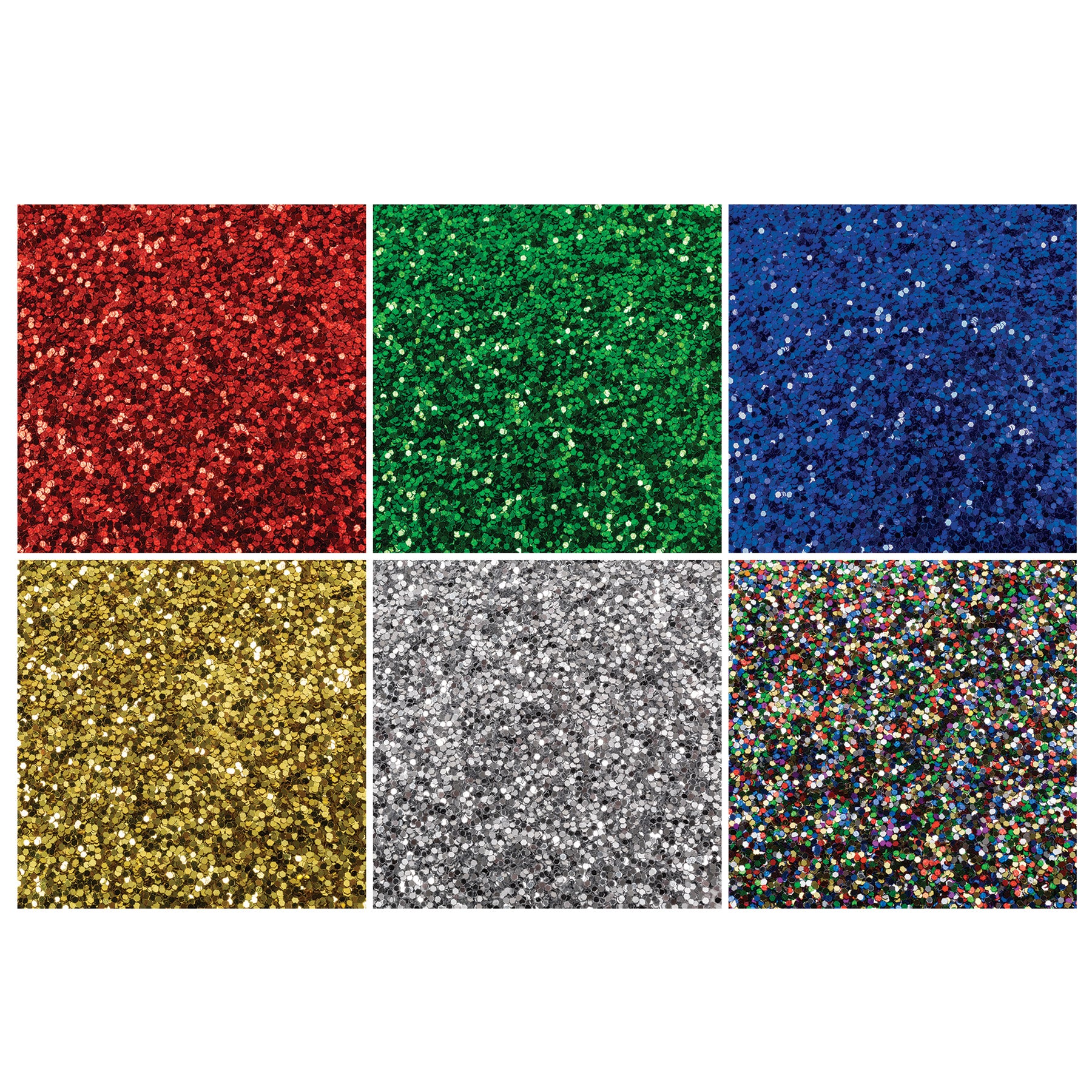 Glitter Sparkling Crystals, 6 Assorted Colors, 4 oz., 6 Jars