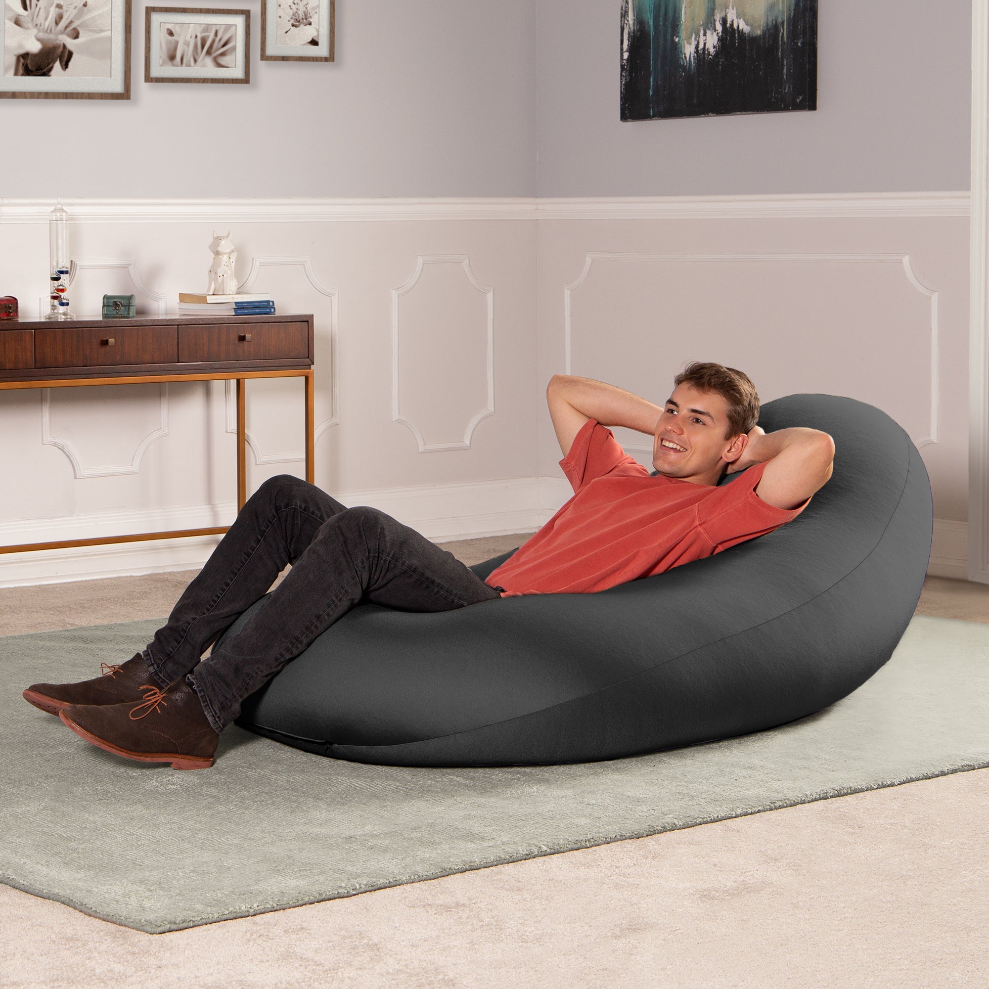 Nimbus Spandex Bean Bag Chair, Large, Black