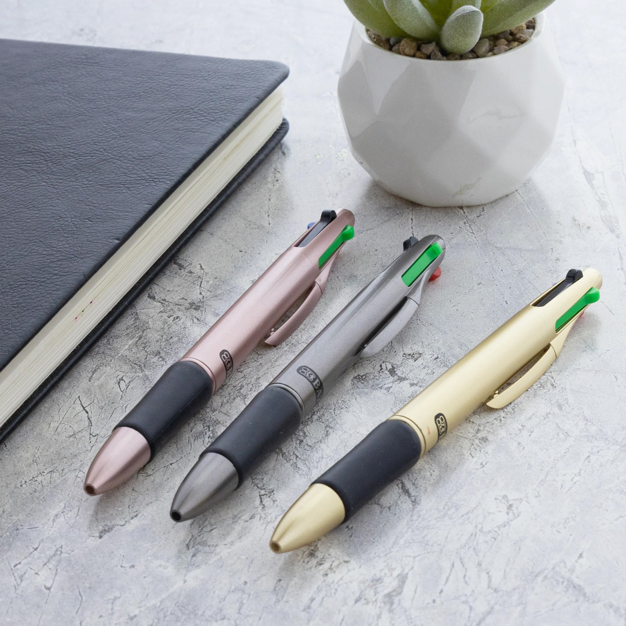 Lynx Satin Top 4-Color Pen with Cushion Grip, Pack of 2