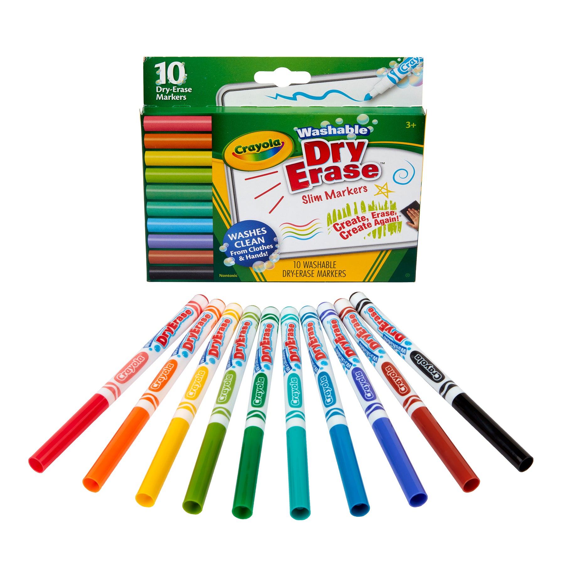 Washable Slim Dry Erase Markers, 10 Count