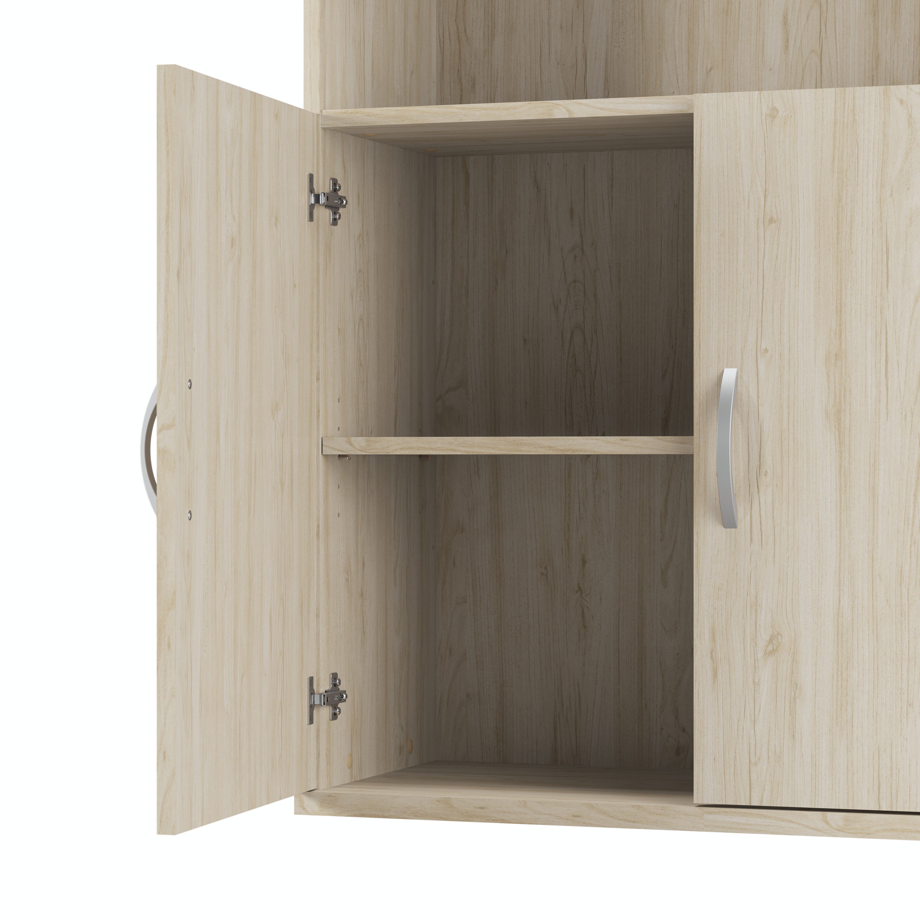 Bush Business Furniture Studio C Tall 5 Shelf Bookcase with Doors in Natural Elm - 35.71" Width x 15.43" Depth x 72.8" Height