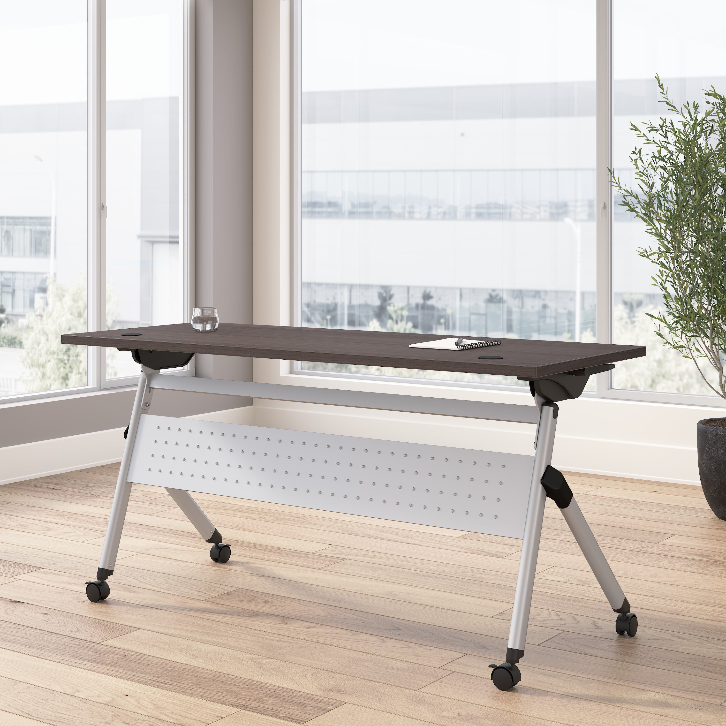 Bush Business Furniture Envision 60W Folding Training Table in Storm Gray - 59.45" Width x 23.54" Depth x 29.62" Height