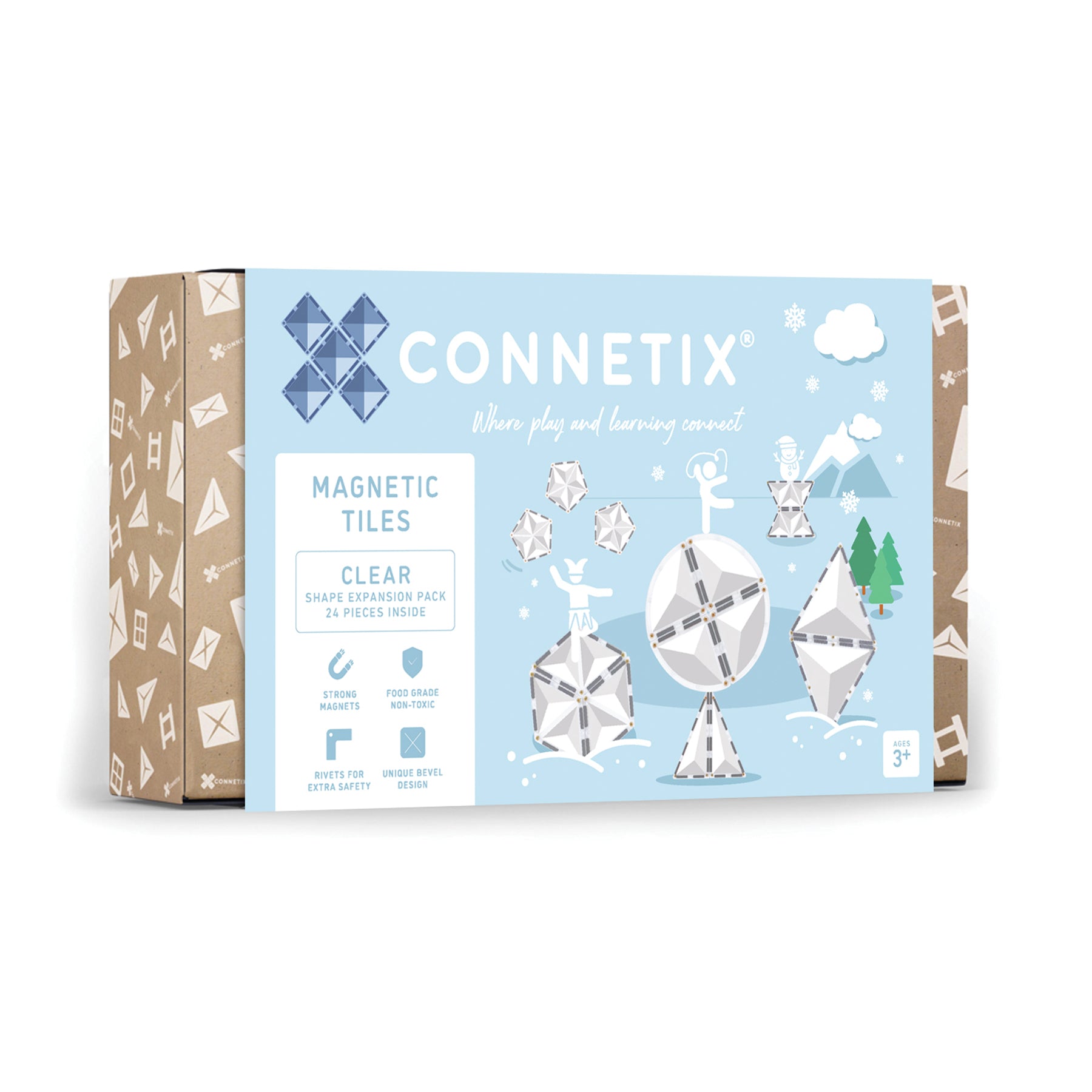 Magnetic Tiles Clear Shape Expansion Pack, 24 Pieces