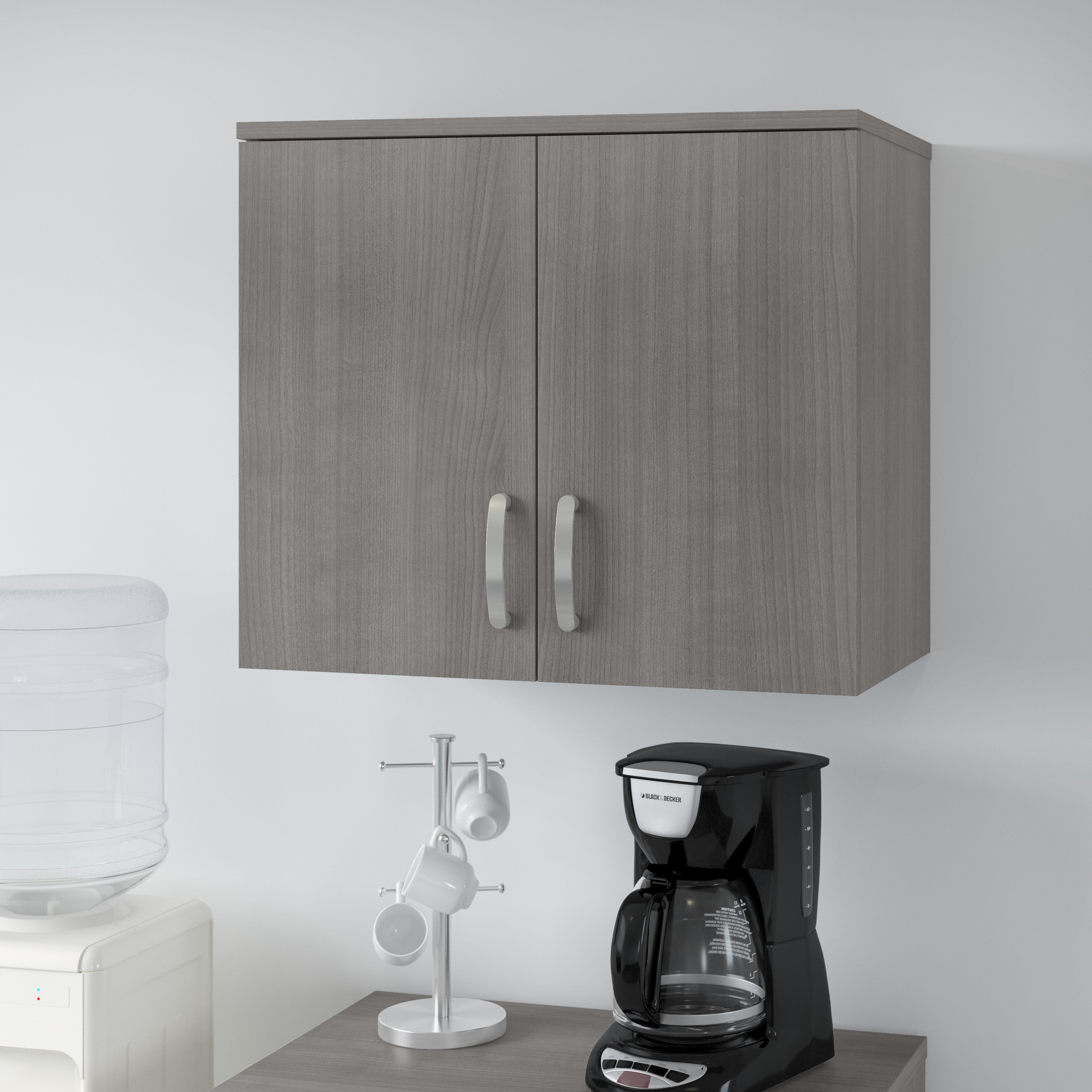Bush Business Furniture Universal Wall Cabinet with Doors and Shelves in Platinum Gray - 28.35" Width x 15.51" Depth x 24.17" Height
