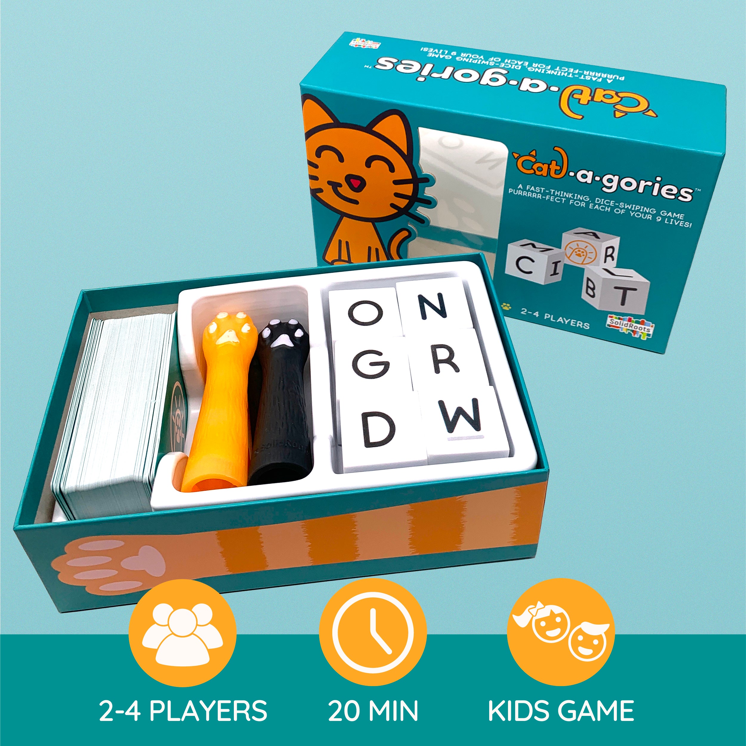 Spin Master Games, SolidRoots Cat-a-gories, Vocabulary Learning Dice Game, Fun for Family Game Night, 2-4 Players, for Ages 6 & Up