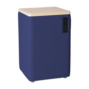 Pro Series Upholstered 18" x 18" Square Ottoman Table with Tech Panel 28" Height - Navy/Maple