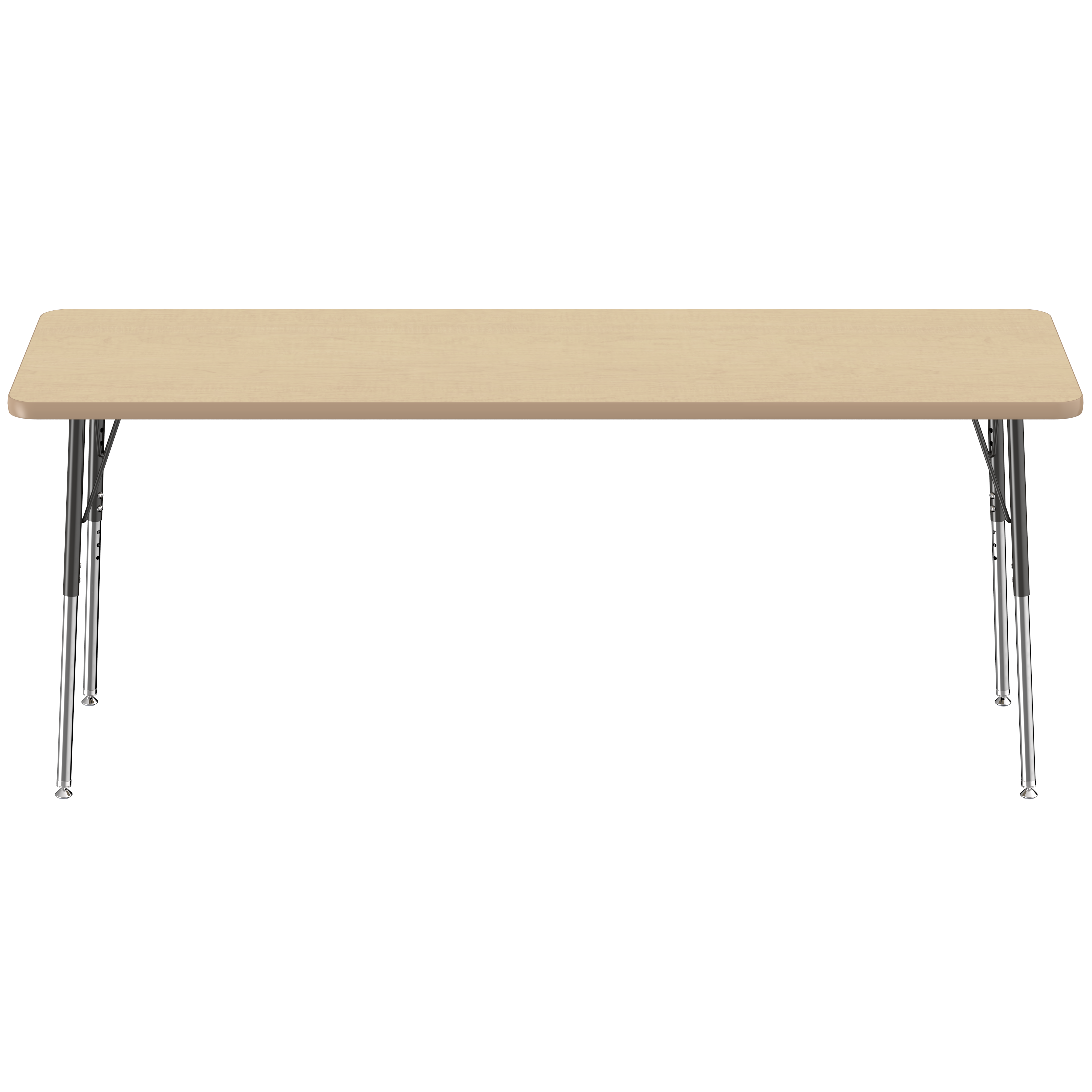 24" x 72" Rectangle T-Molding Activity Table with Adjustable Standard Swivel Glide Legs - Maple/Maple/Black
