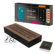 Legacy Deluxe Cribbage Classic Game with Lined Wooden Case and Colored Metal Movers, Family Game for 2 to 4 Players Ages 8 and up