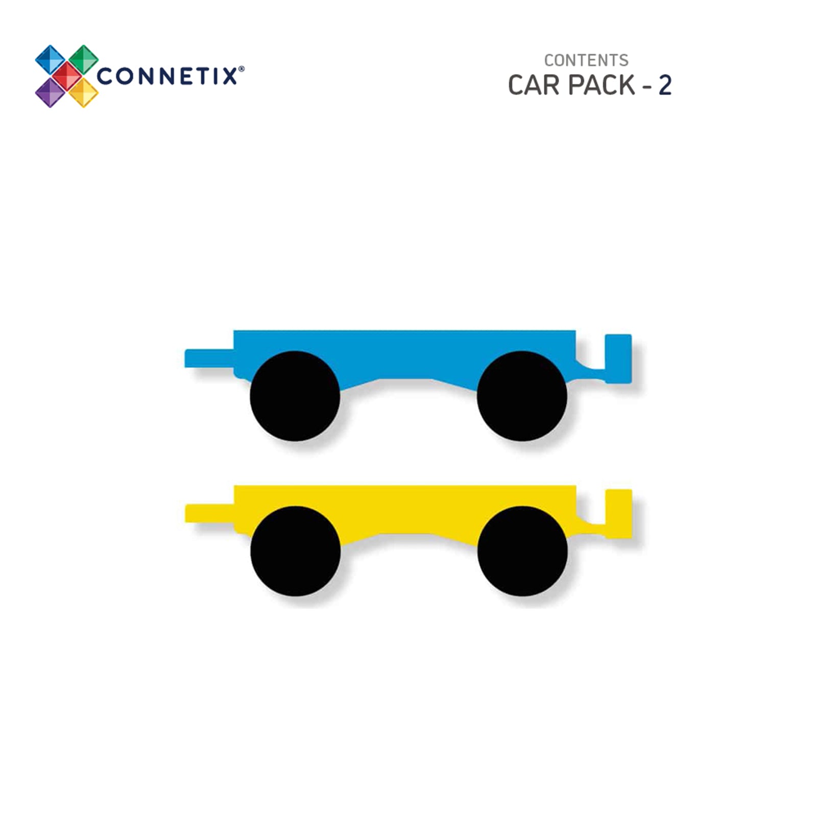 Magnetic Tiles Rainbow Car Pack, 2 Pieces