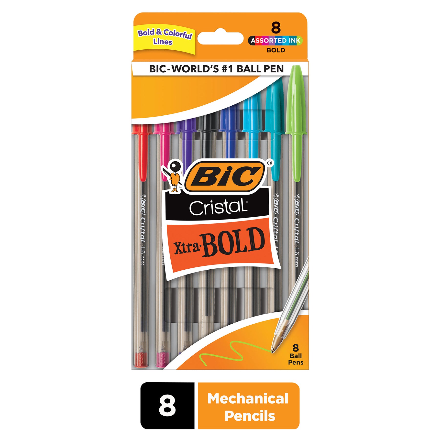 Cristal Xtra Bold Fashion Bold Point (1.6mm) 8-Pack Pouch