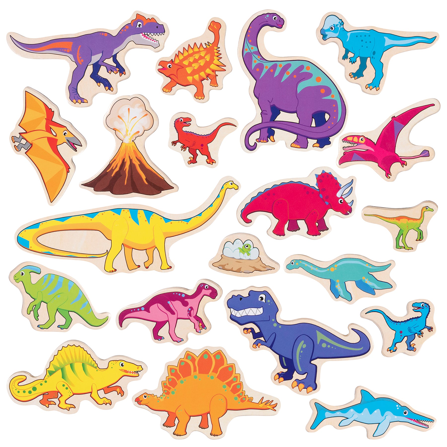 Wooden Magnets - Dinosaurs - Set of 20