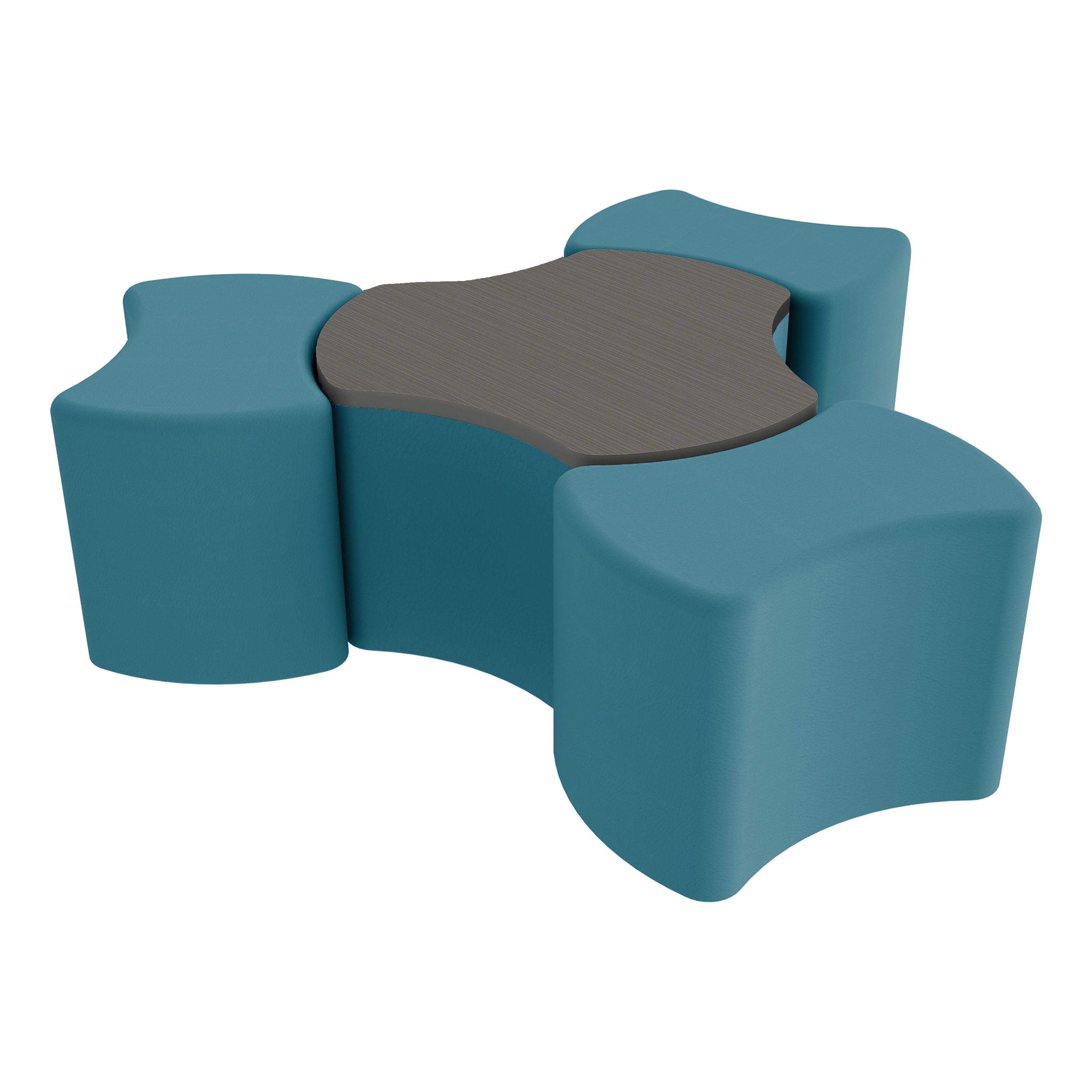 Pro Series Cog Ottoman Table with Bowtie 18" H Seating, 4-Piece Set - Teal/Cosmic Strandz