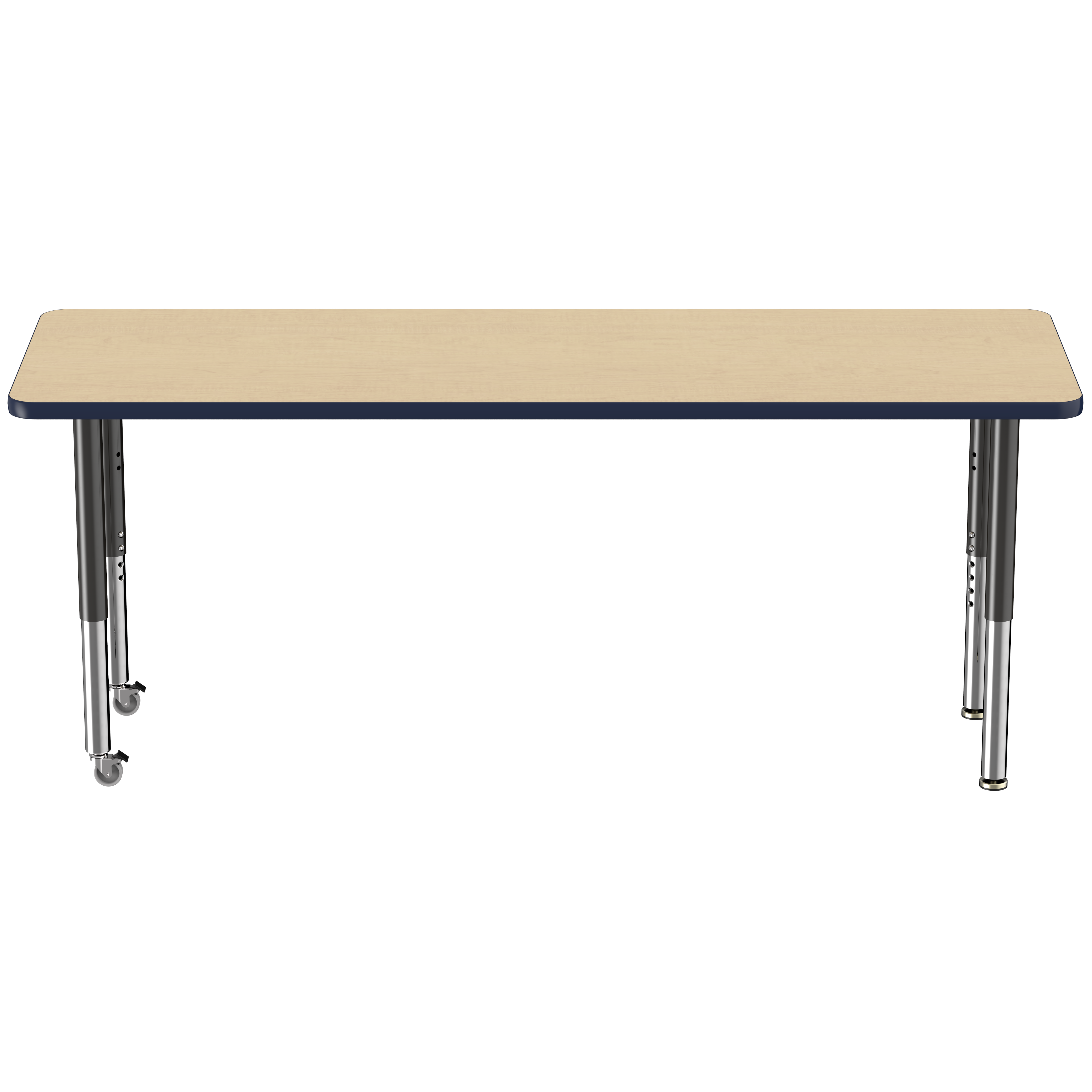 24" x 72" Rectangle T-Molding Activity Table with Adjustable Super Legs - Maple/Navy/Black