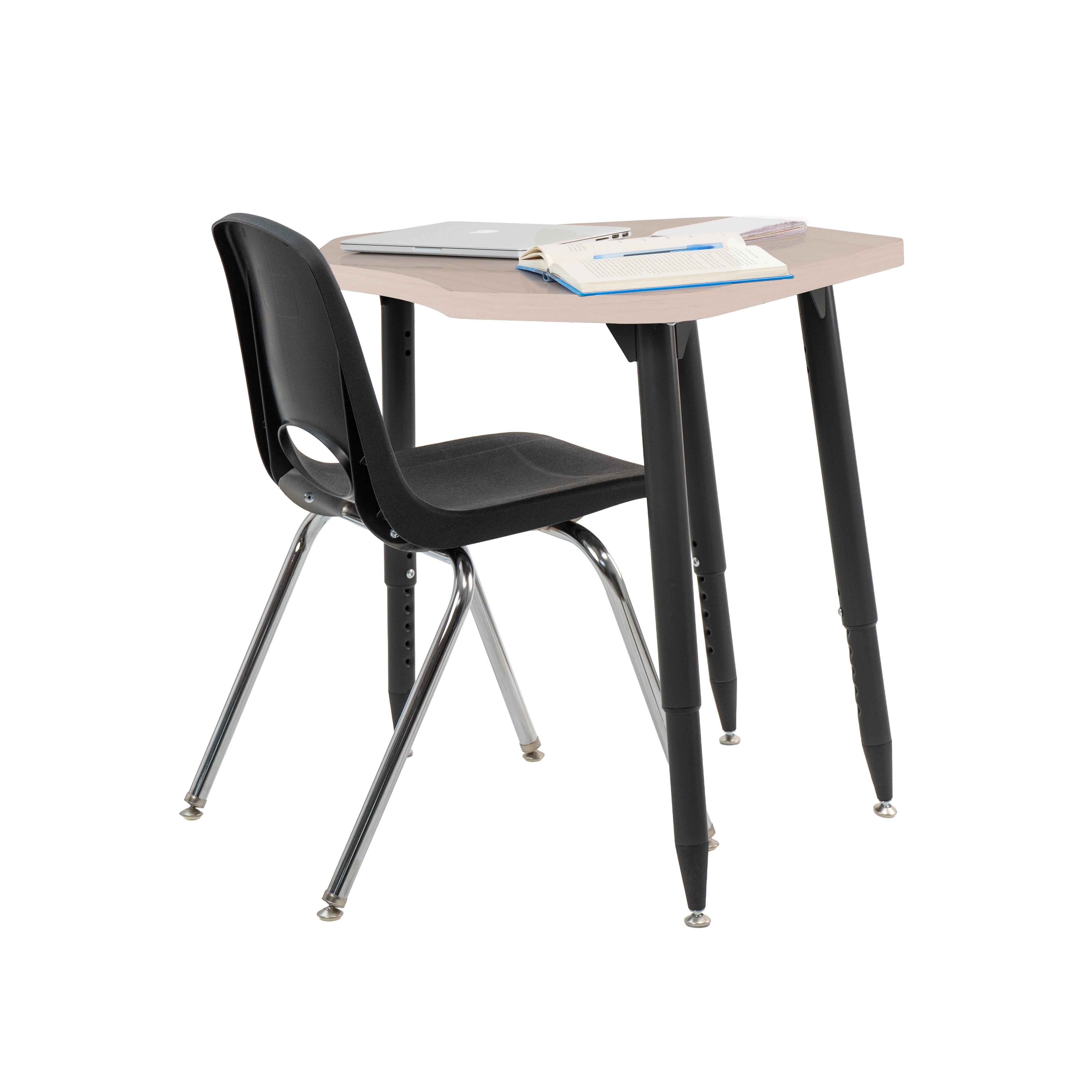Adapte 24" x 36" Petal Woodgrain Activity Table with Adjustable Tapered Legs - Asian Sand/Black