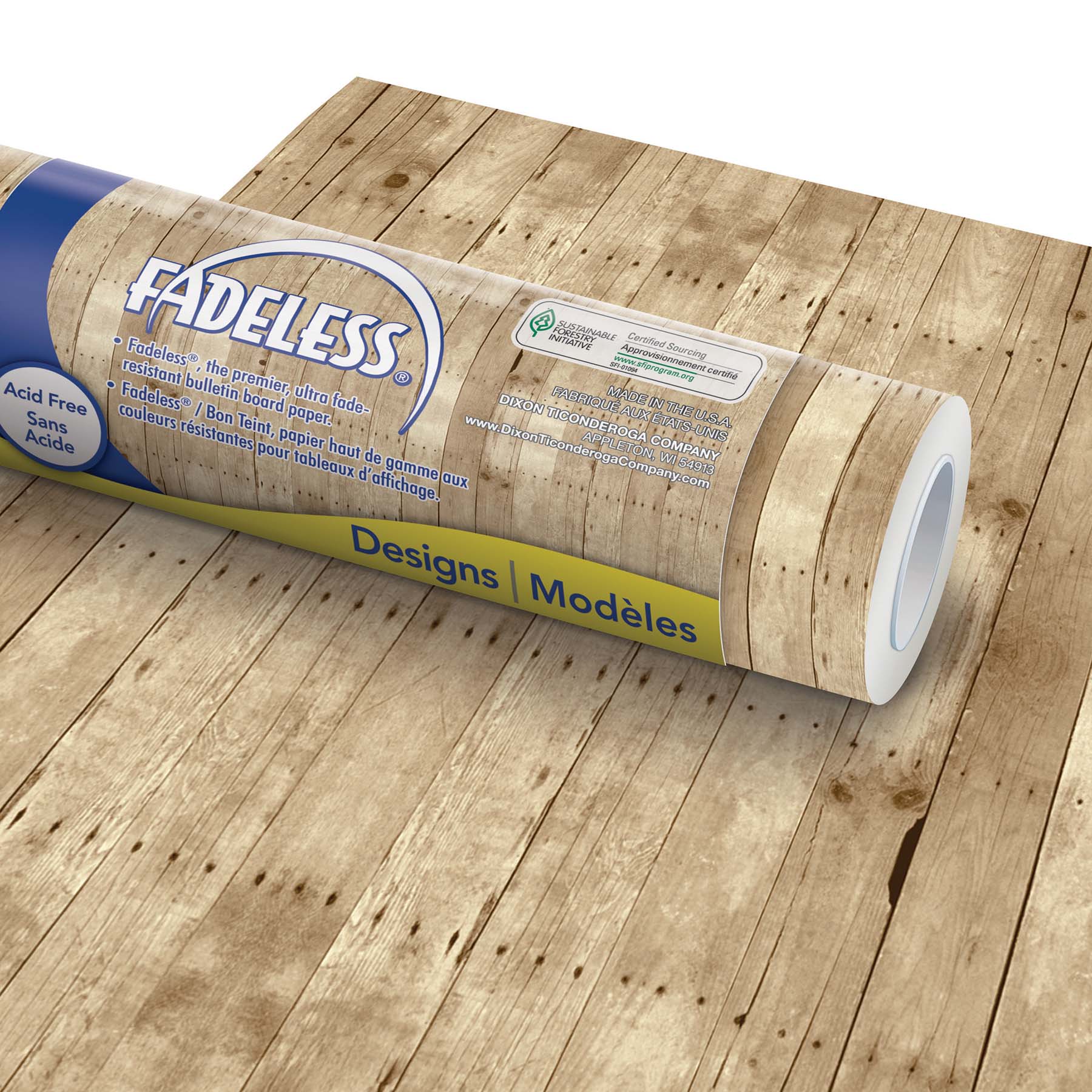 Bulletin Board Art Paper, Weathered Wood, 48" x 12', 4 Rolls