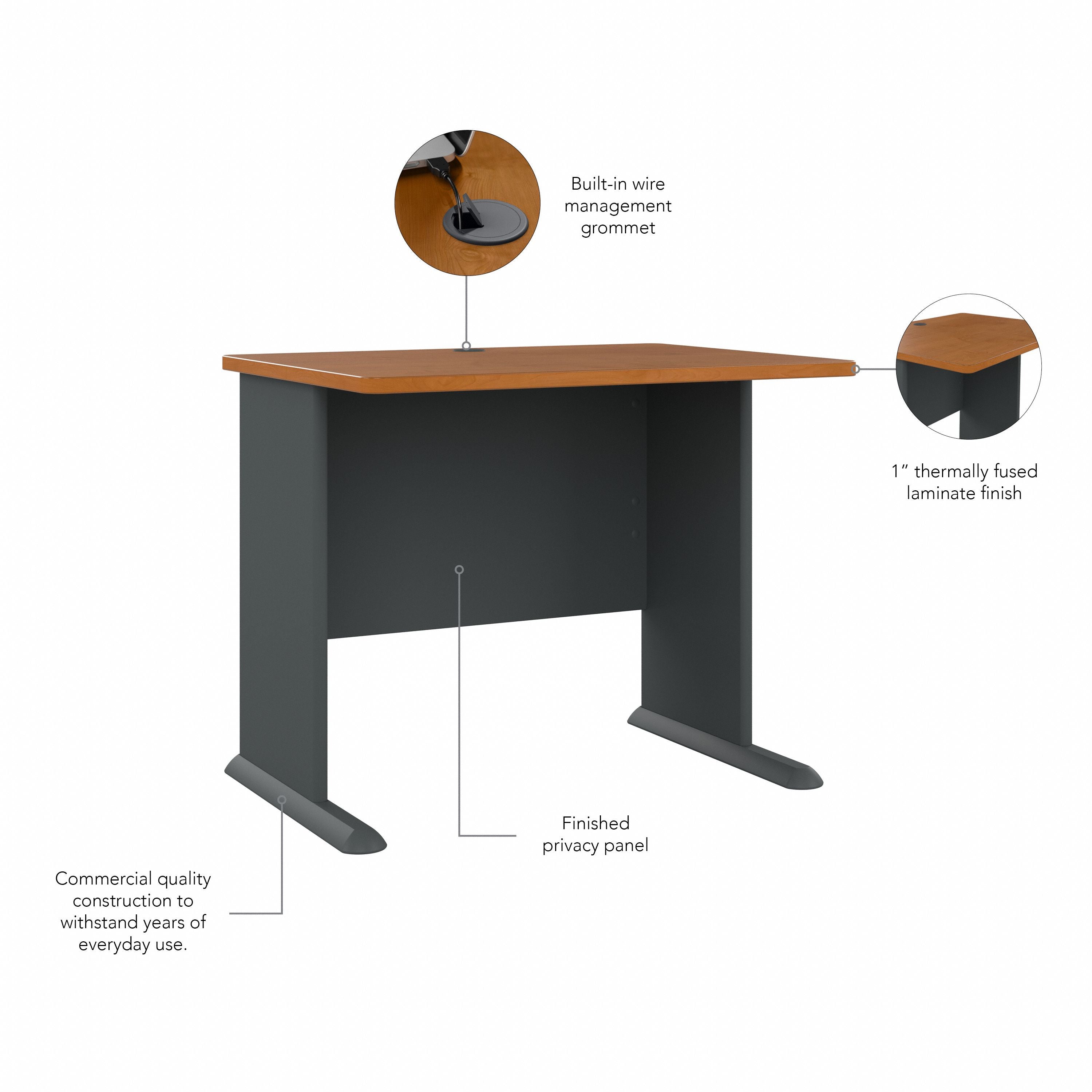 Bush Business Furniture Series A 36W Desk in Natural Cherry and Slate - 35.59" Width x 26.81" Depth x 29.66" Height