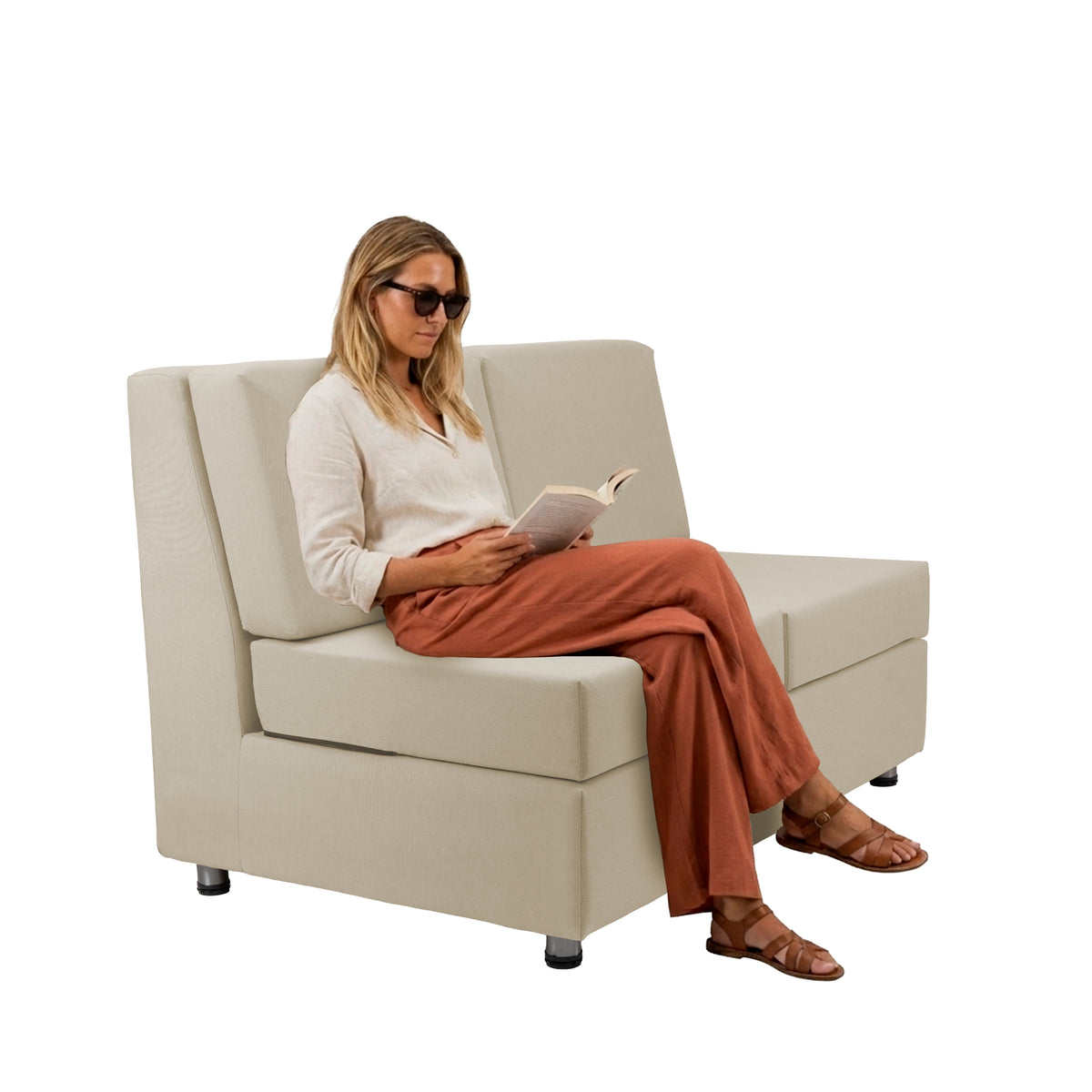 Outdoor Armless Sofa with Sunbrella - Spectrum Sand