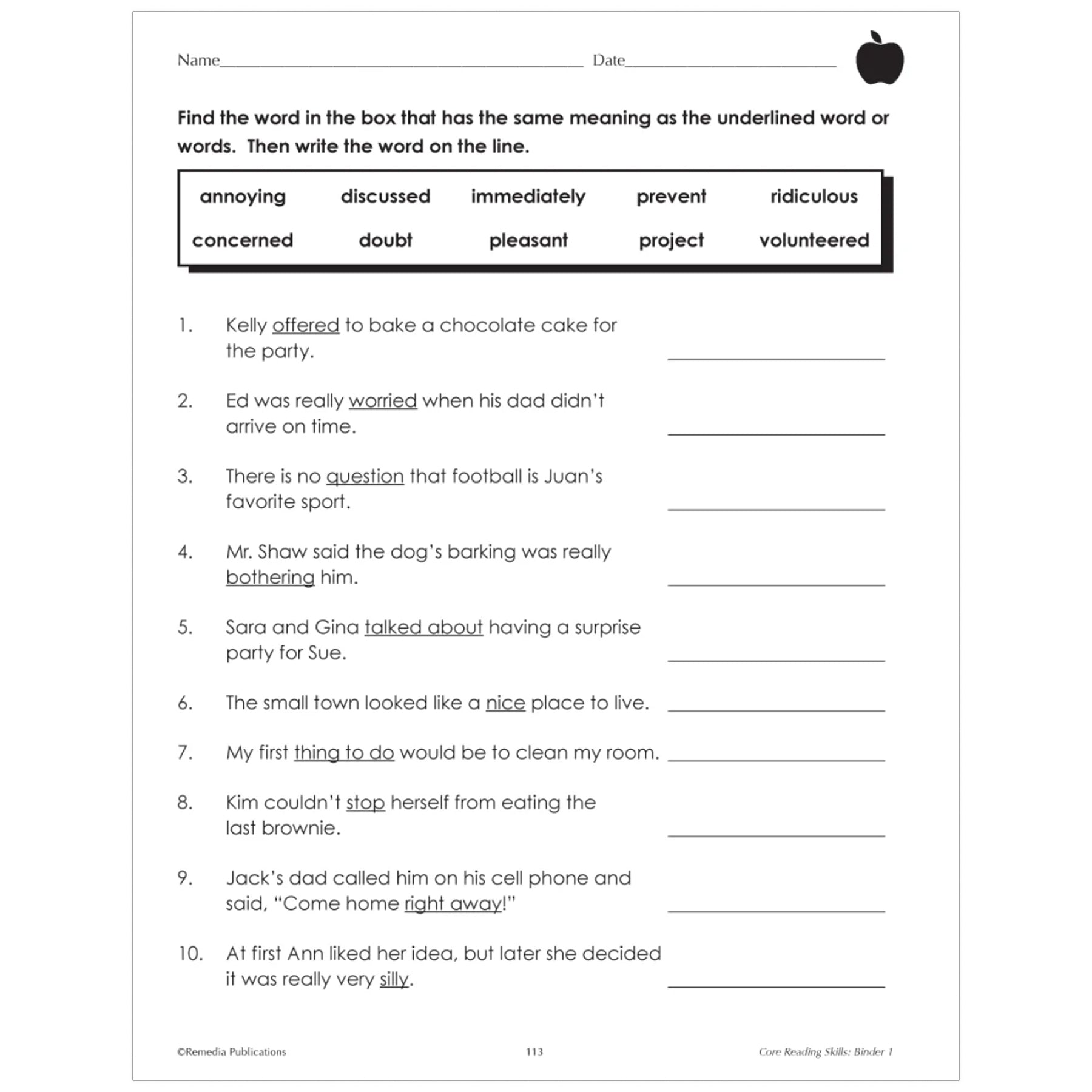 Core Reading Skills Program: Binder 1