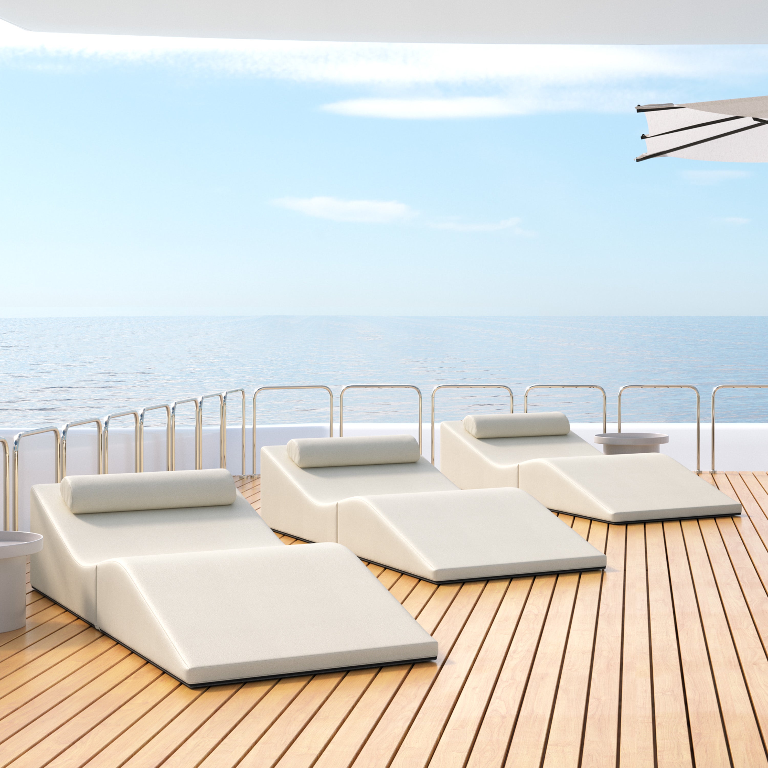 Jaxx Clermont Sun Lounger - Luxurious Waterproof Poolside Lounge & Outdoor Chaise - Marine Vinyl White