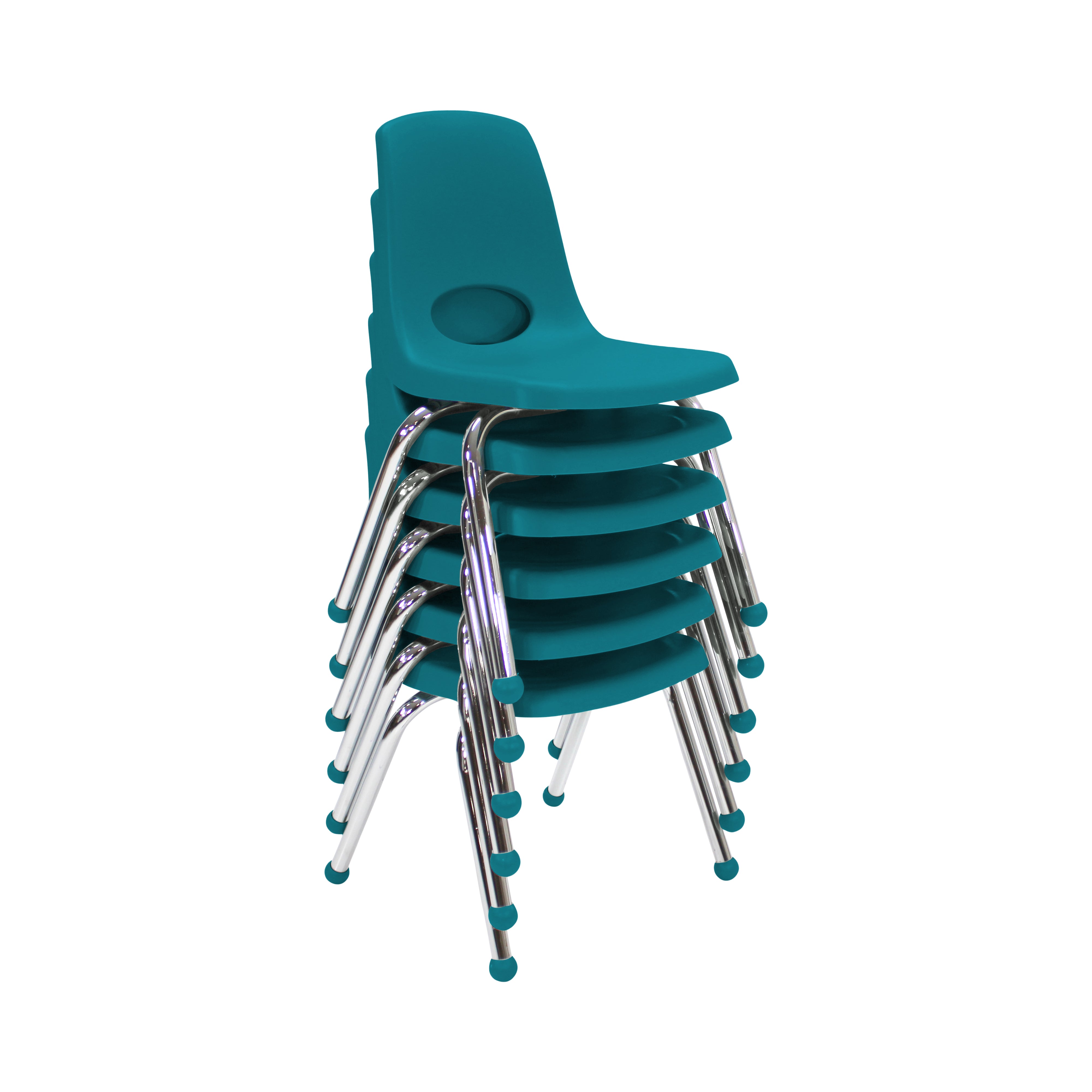 14" Stack Chair with Ball Glides, 6-Piece - Teal