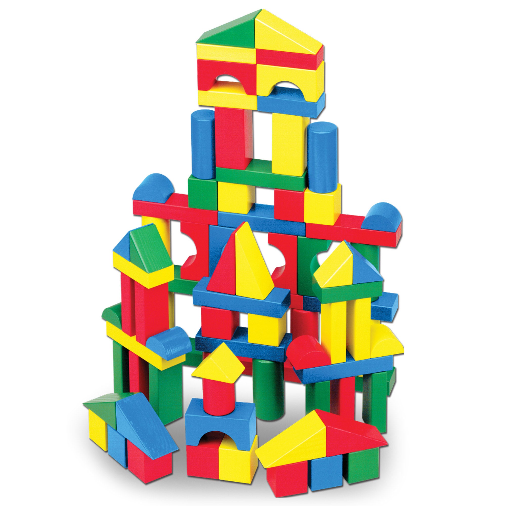 Painted Wood Blocks Set, 100 Pieces