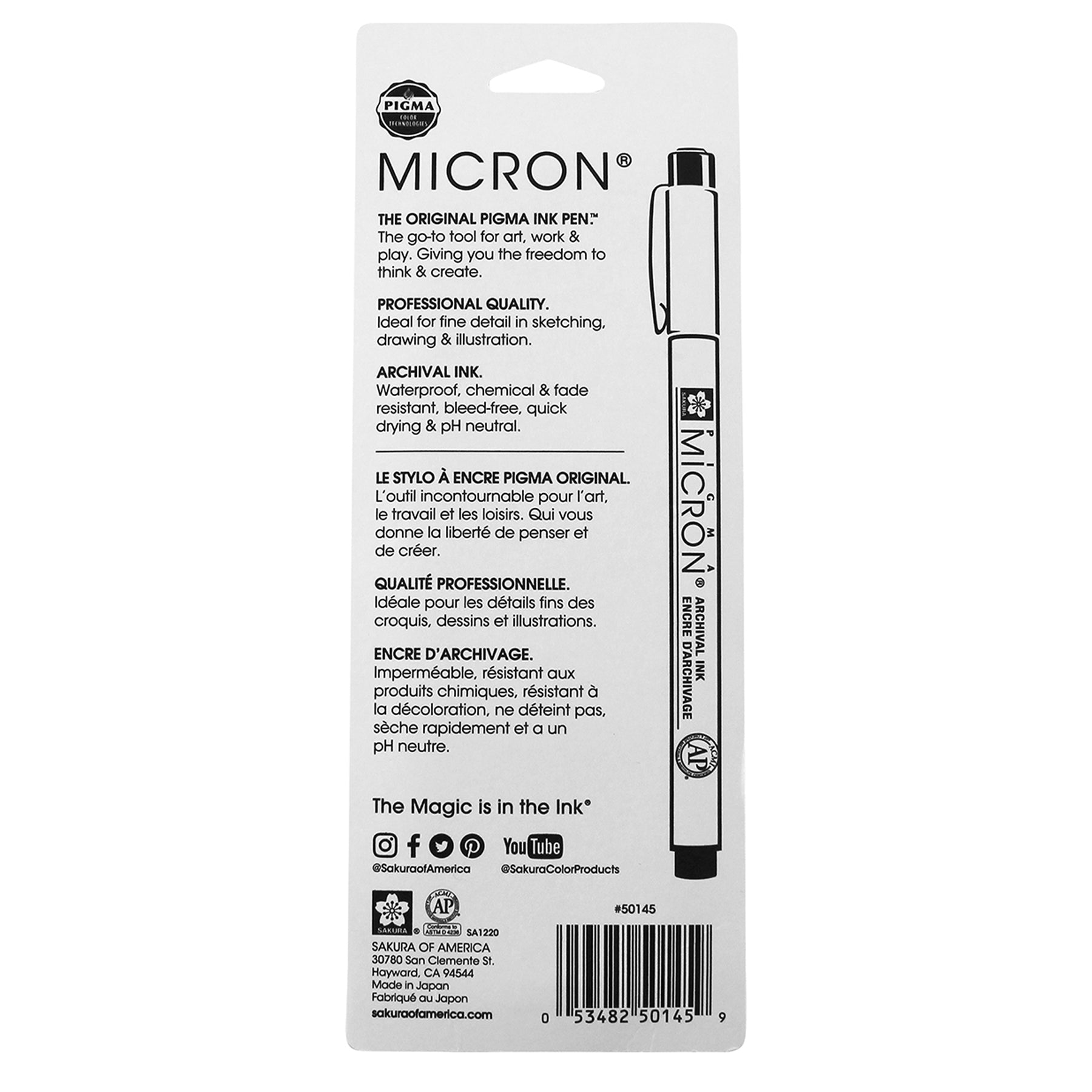 Pigma Micron Pens, Gray & Black, Assorted Sizes, 3-Set, Blister Card