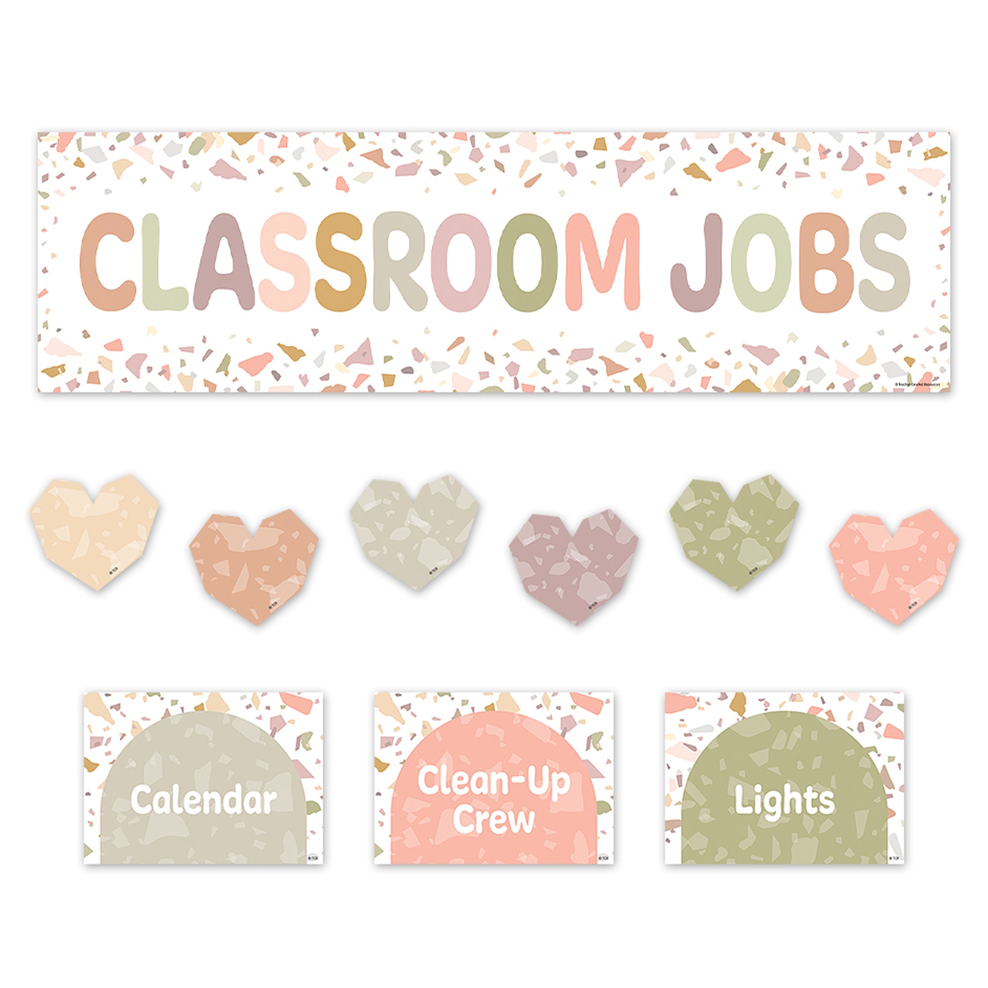 Terrazzo Tones Classroom Jobs Mini Bulletin Board Set, 59 Pieces