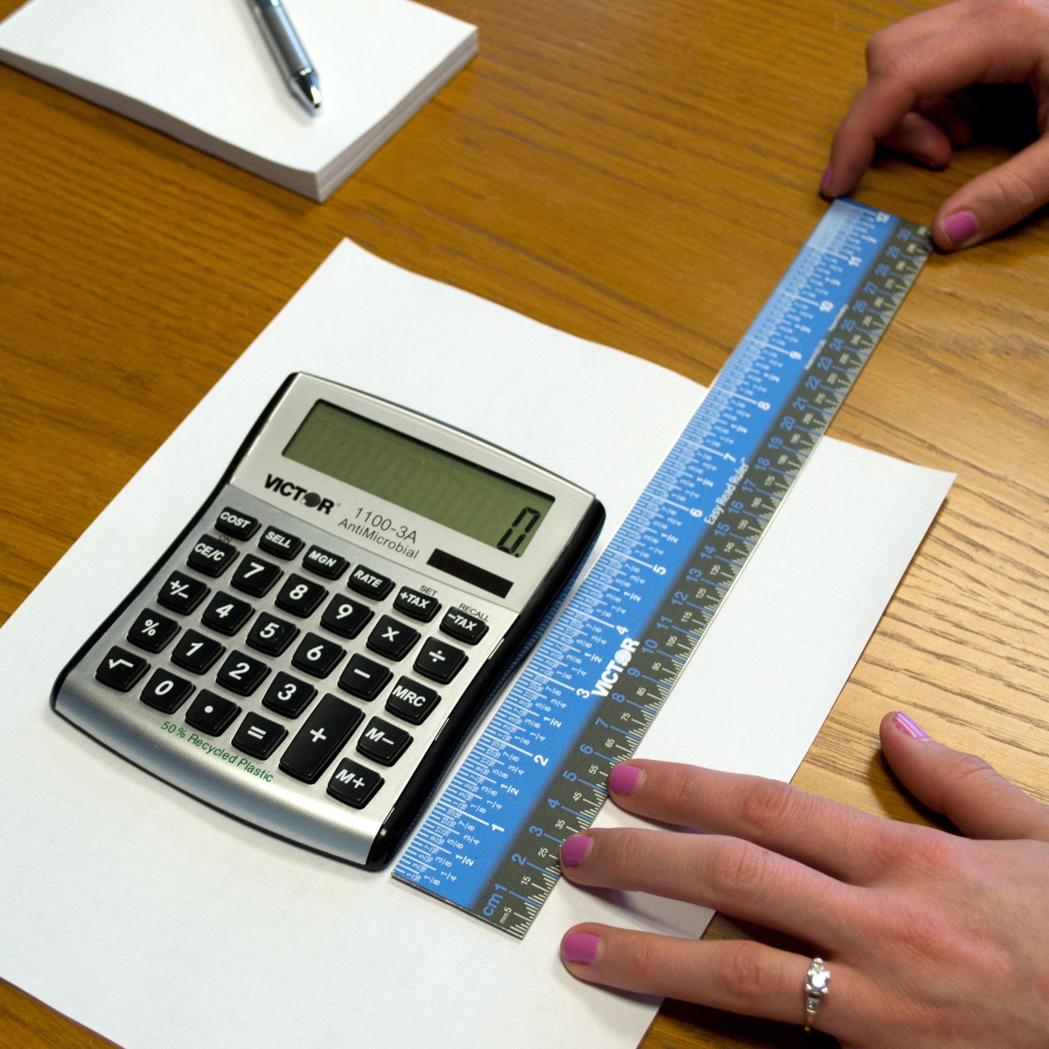 Easy Read Ruler, 18", Blue/Black, Stainless Steel