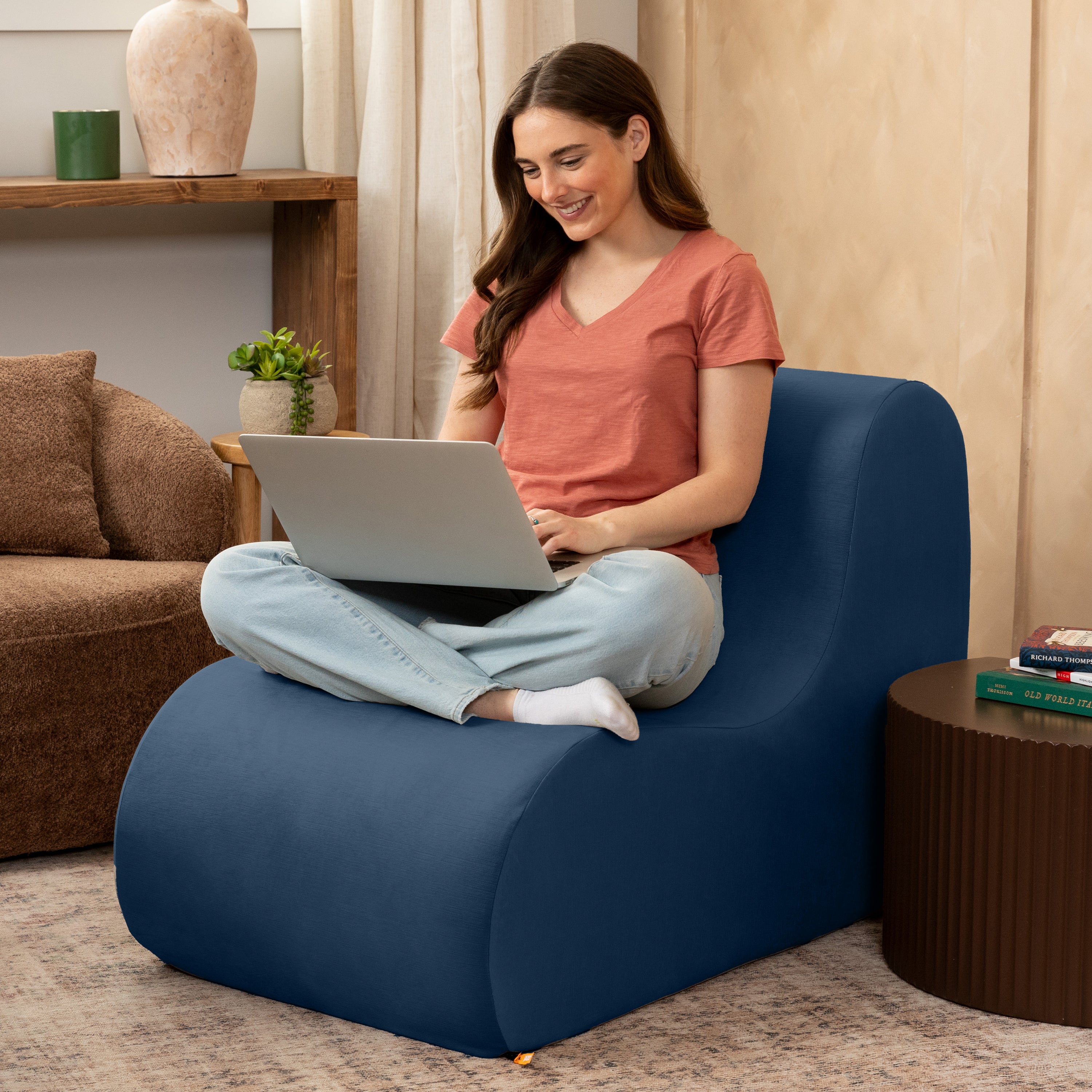 Jaxx Uptown Large Modern Armless Accent Chair, Indigo