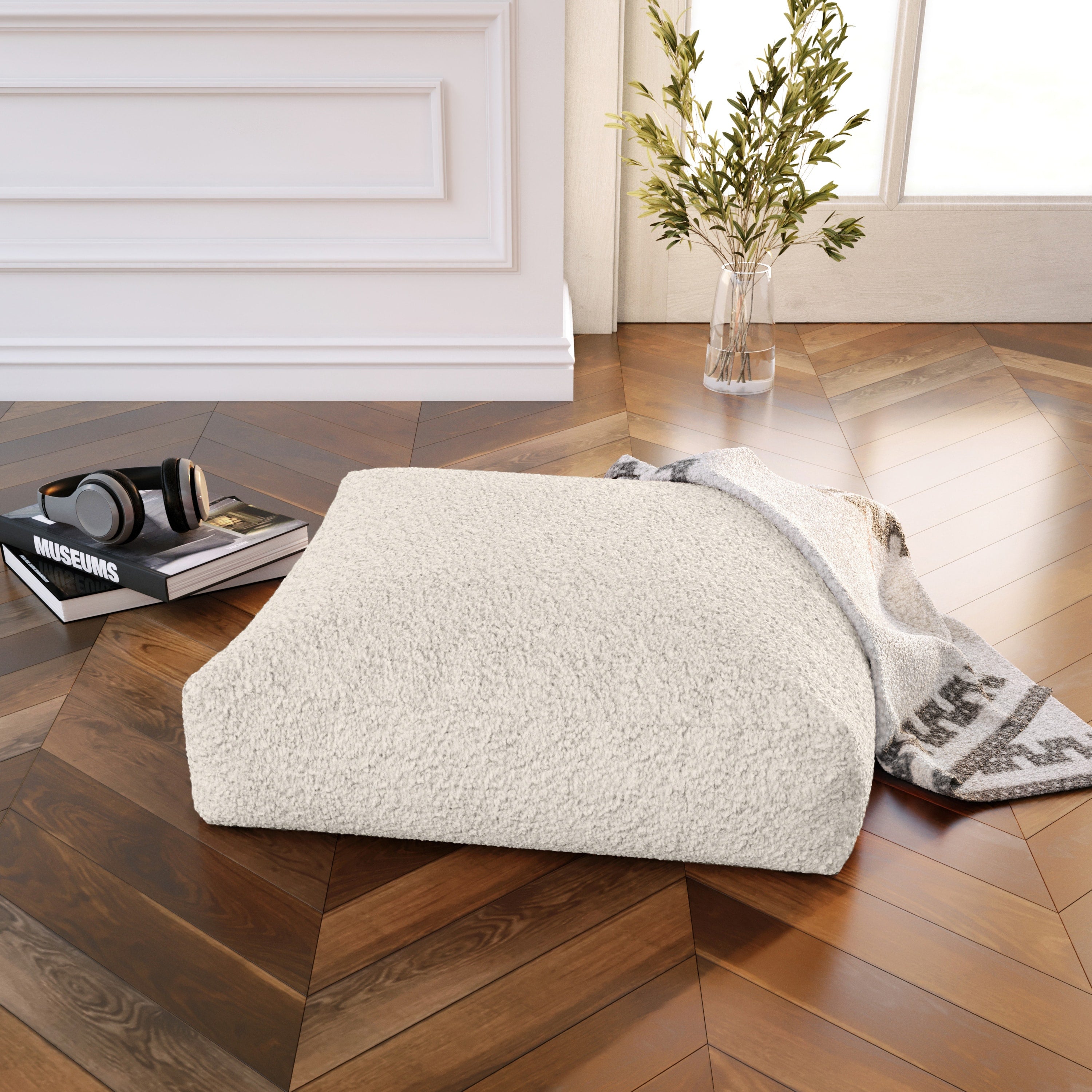Jaxx Brio Large Décor Floor Pillow/Meditation Yoga Cushion, Shearling Faux Lamb, Cloud