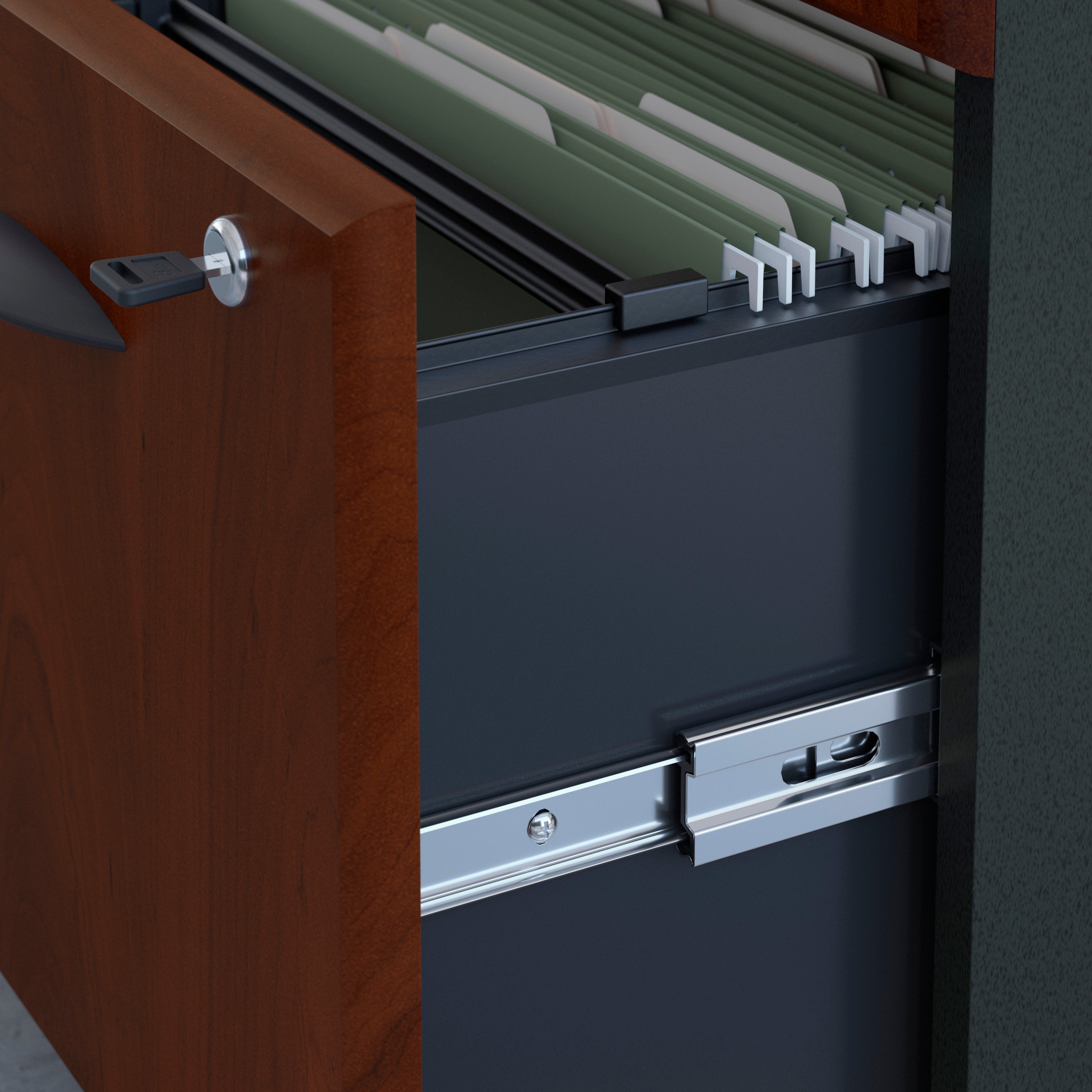 Bush Business Furniture Series A 36W Desk with Mobile File Cabinet in Hansen Cherry and Galaxy - 51.3" Width x 26.81" Depth x 29.66" Height
