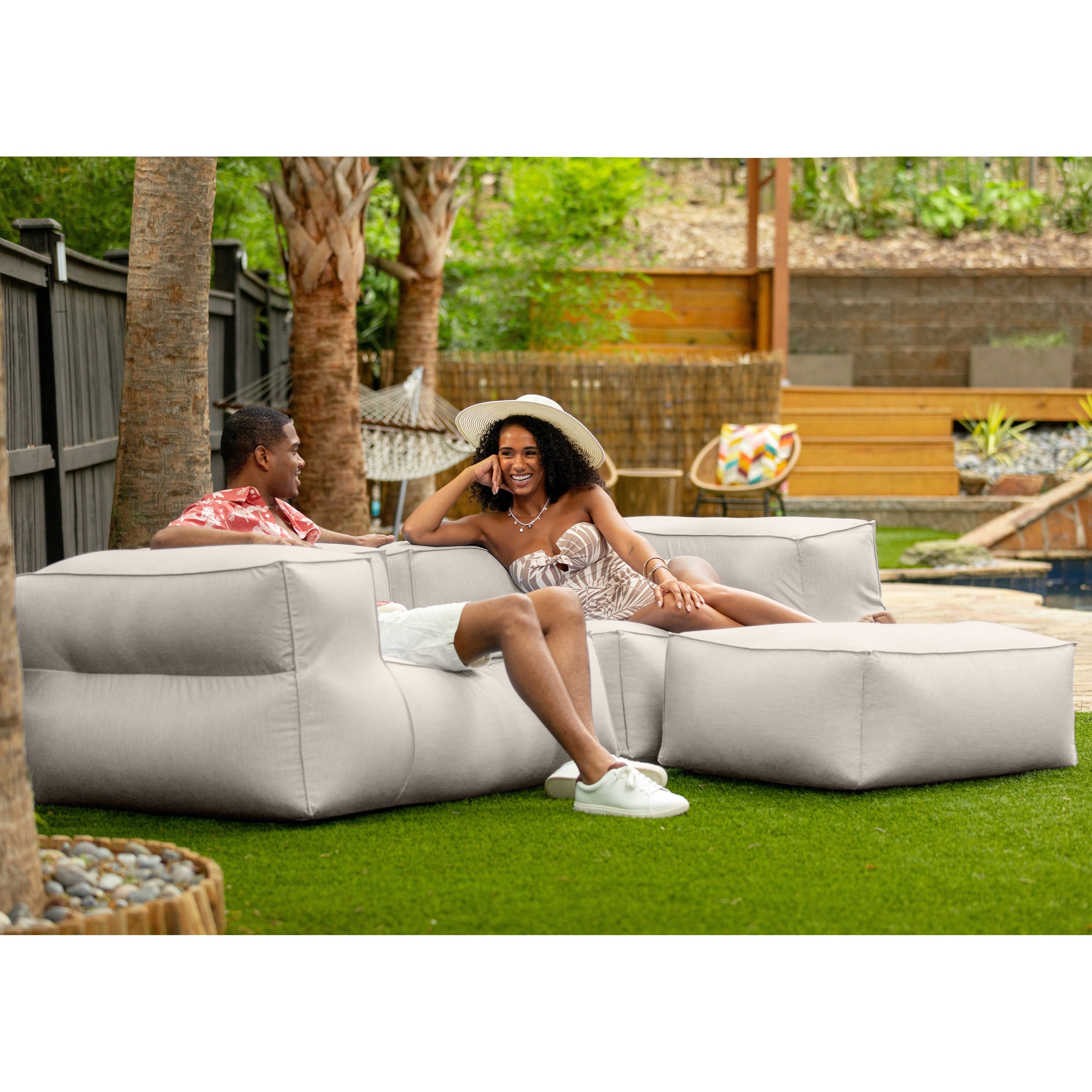 Baya Outdoor Modular Loveseat - Luxurious Soft Seating for Poolside or Hospitality, Silver