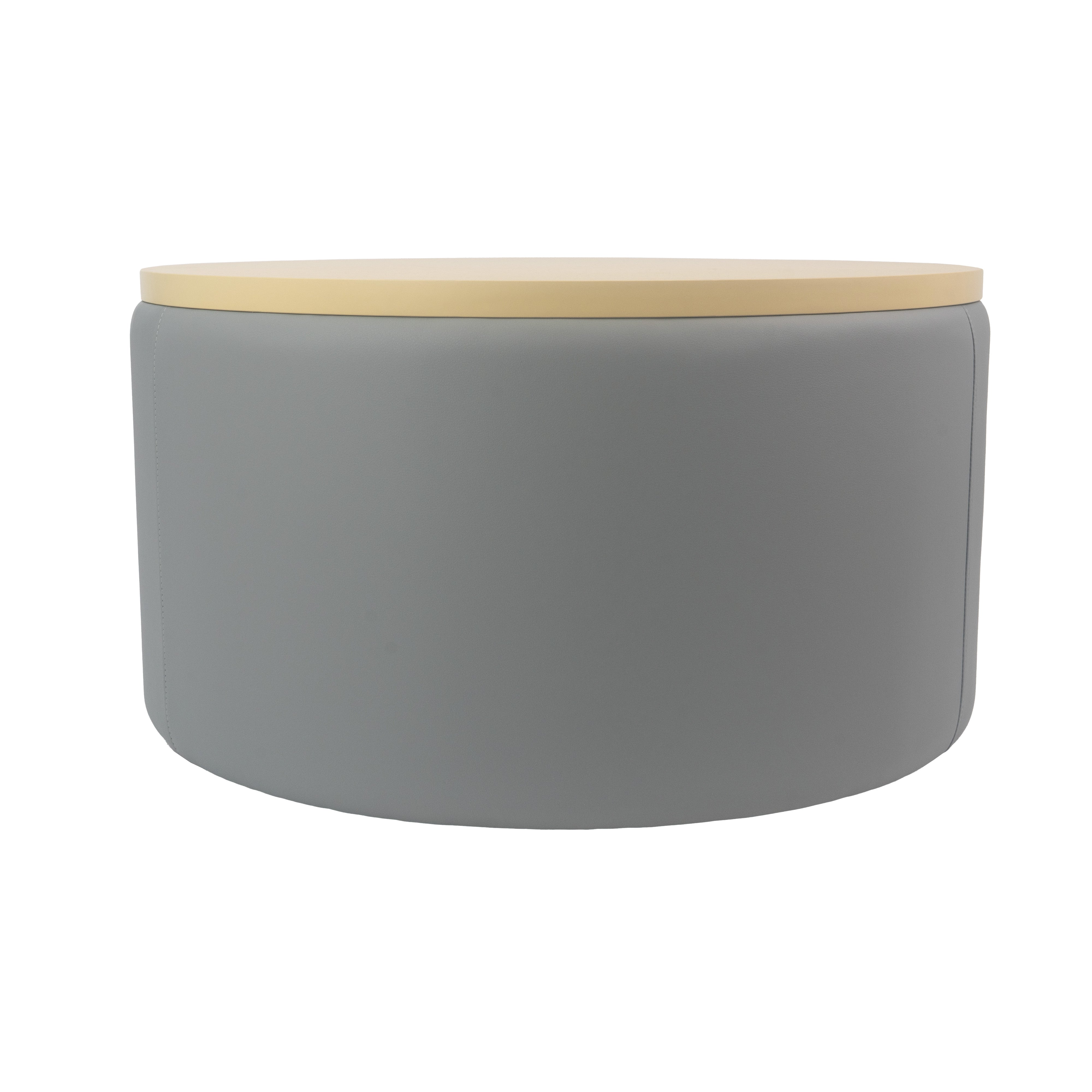 Pro Series Upholstered 30" Round Ottoman Table 18" Height - Gray/Maple