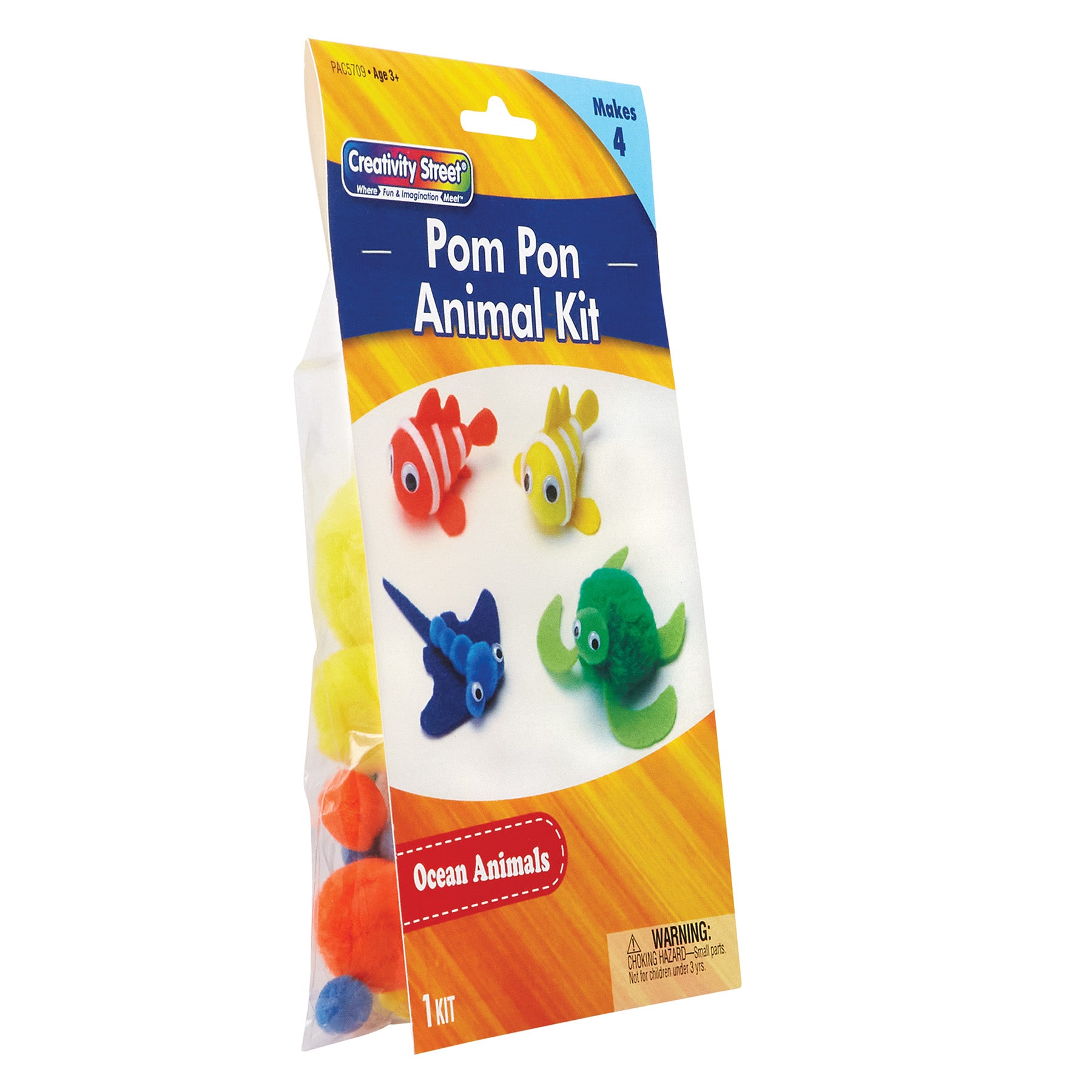 Pom Pon Animal Kit, Ocean Animals, Assorted Sizes, 1 Kit Makes 4 Animals