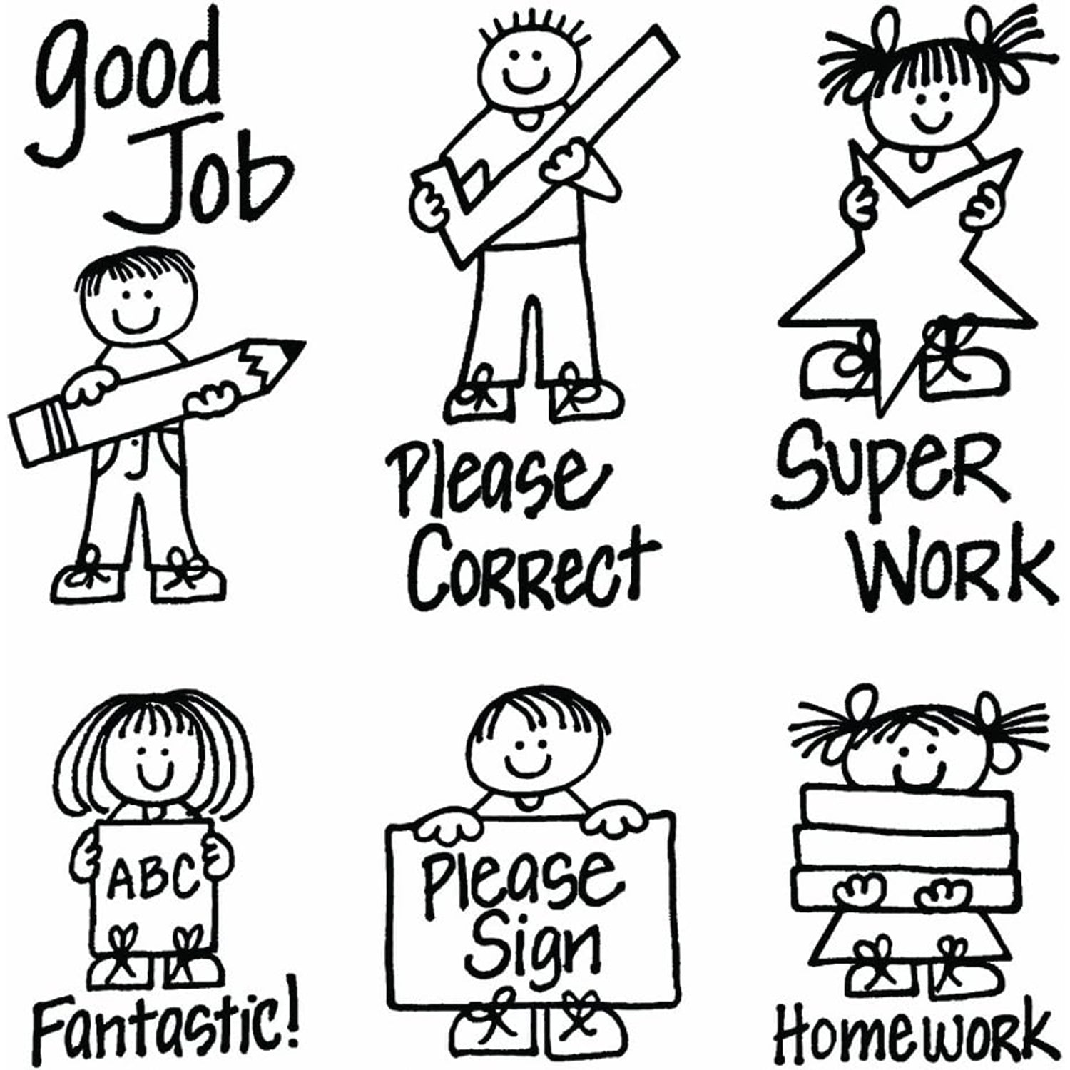 Big 'n' Little Hero Kids For Teachers Stamps, Set of 6