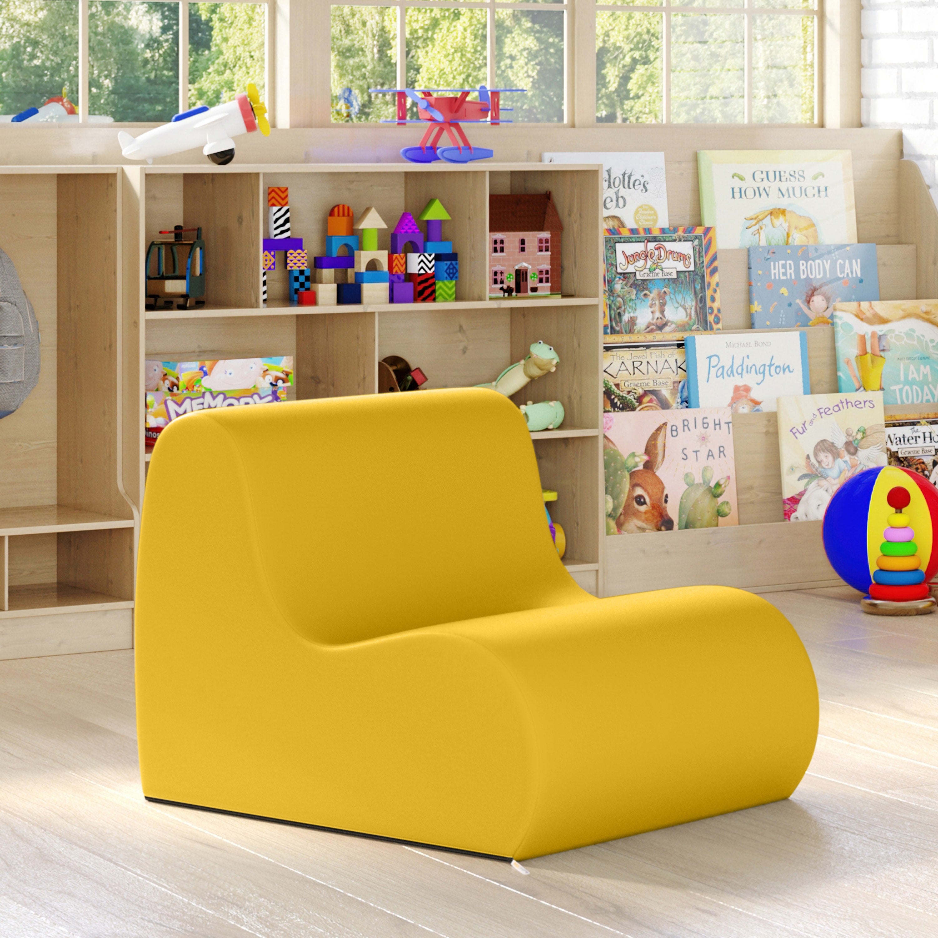 Jaxx Midtown Small Classroom Soft Foam Chair - Premium Vinyl Cover, Yellow