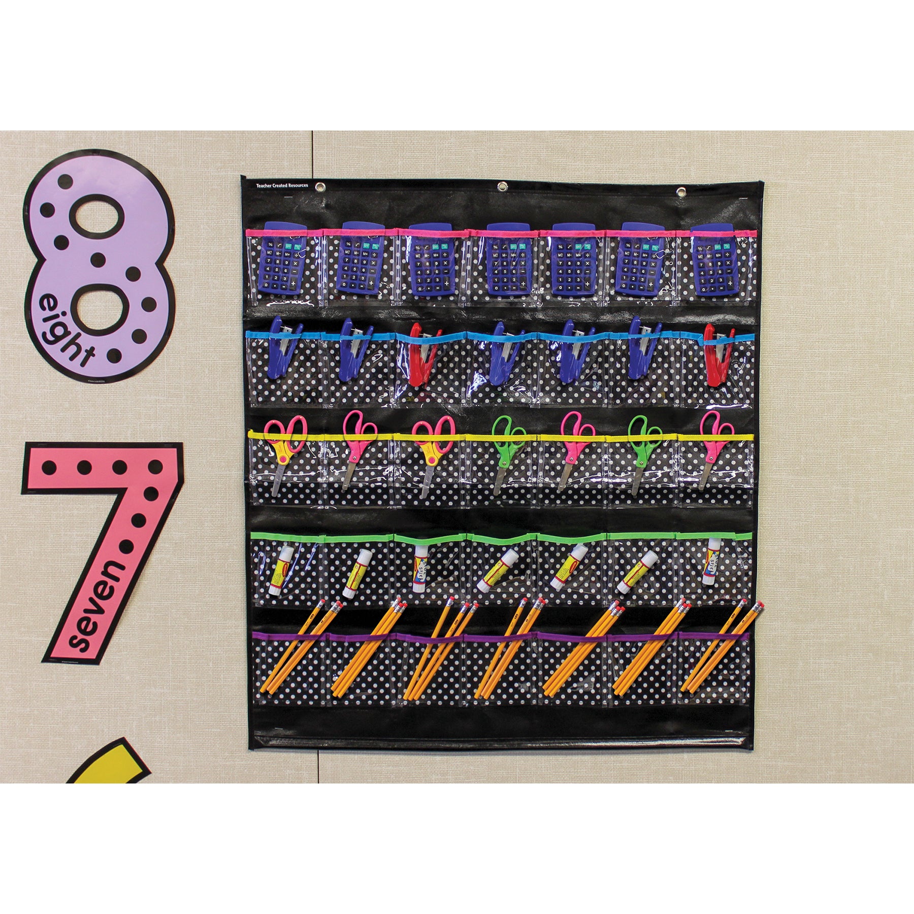 Black Polka Dots Storage Pocket Chart (32-1/2" x 36-1/2")