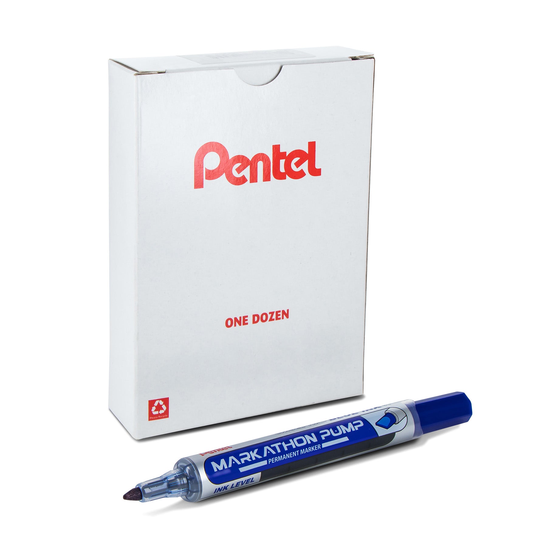Markathon Pump Permanent Marker, Chisel Tip, Blue Ink, 1 Dozen