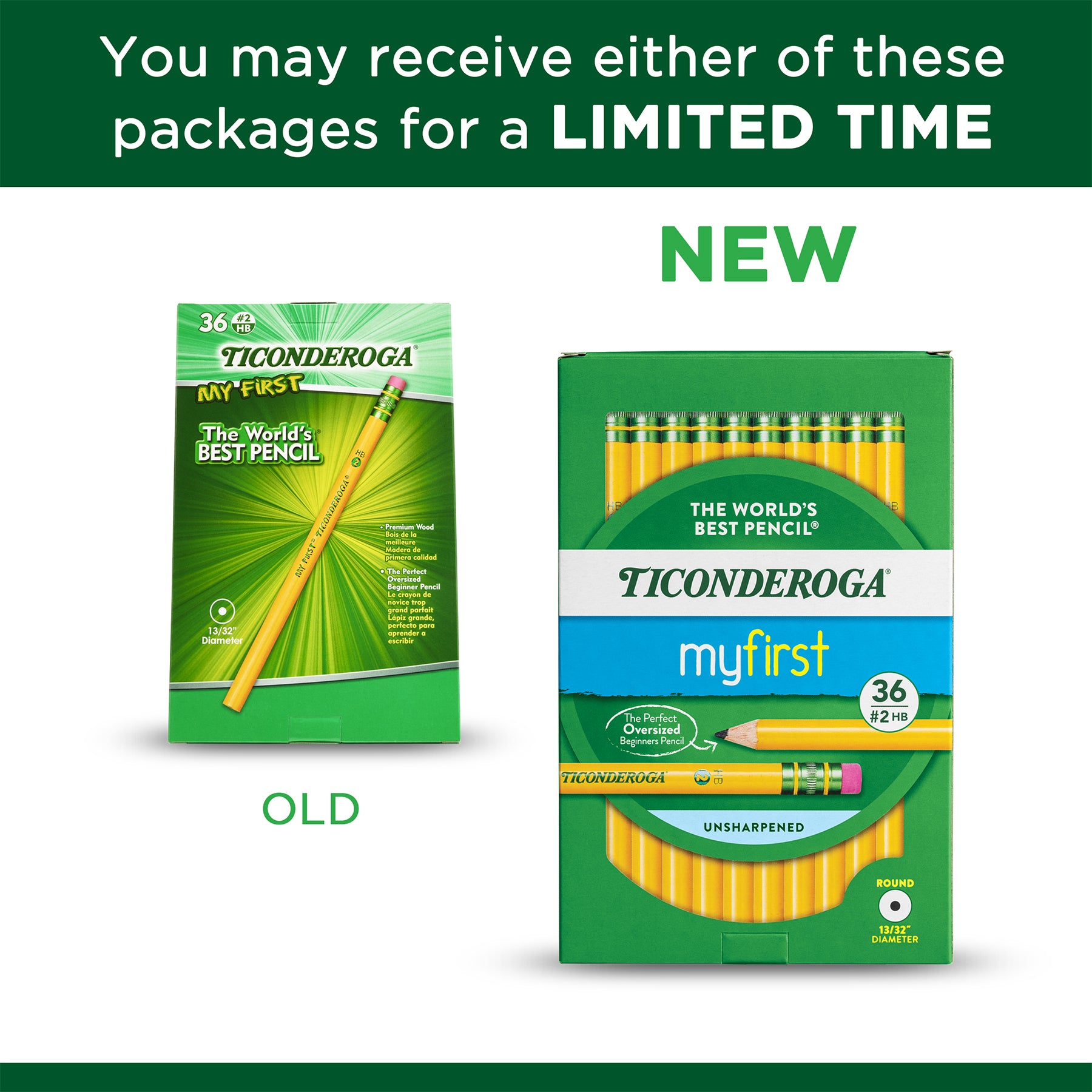 My First Ticonderoga® Pencil with Eraser, 36 Count