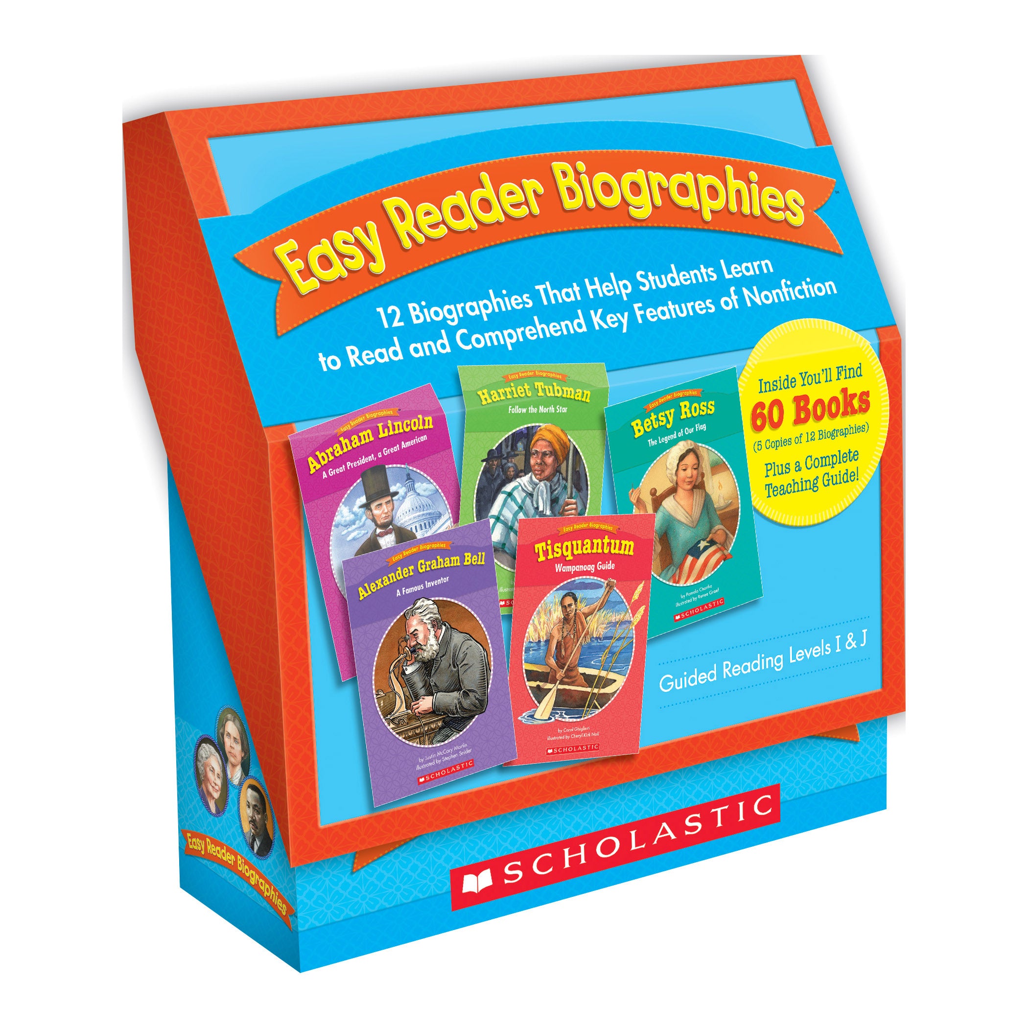 Easy Reader Biographies Book Set, 60 Books, 5 Copies of 12 Biographies